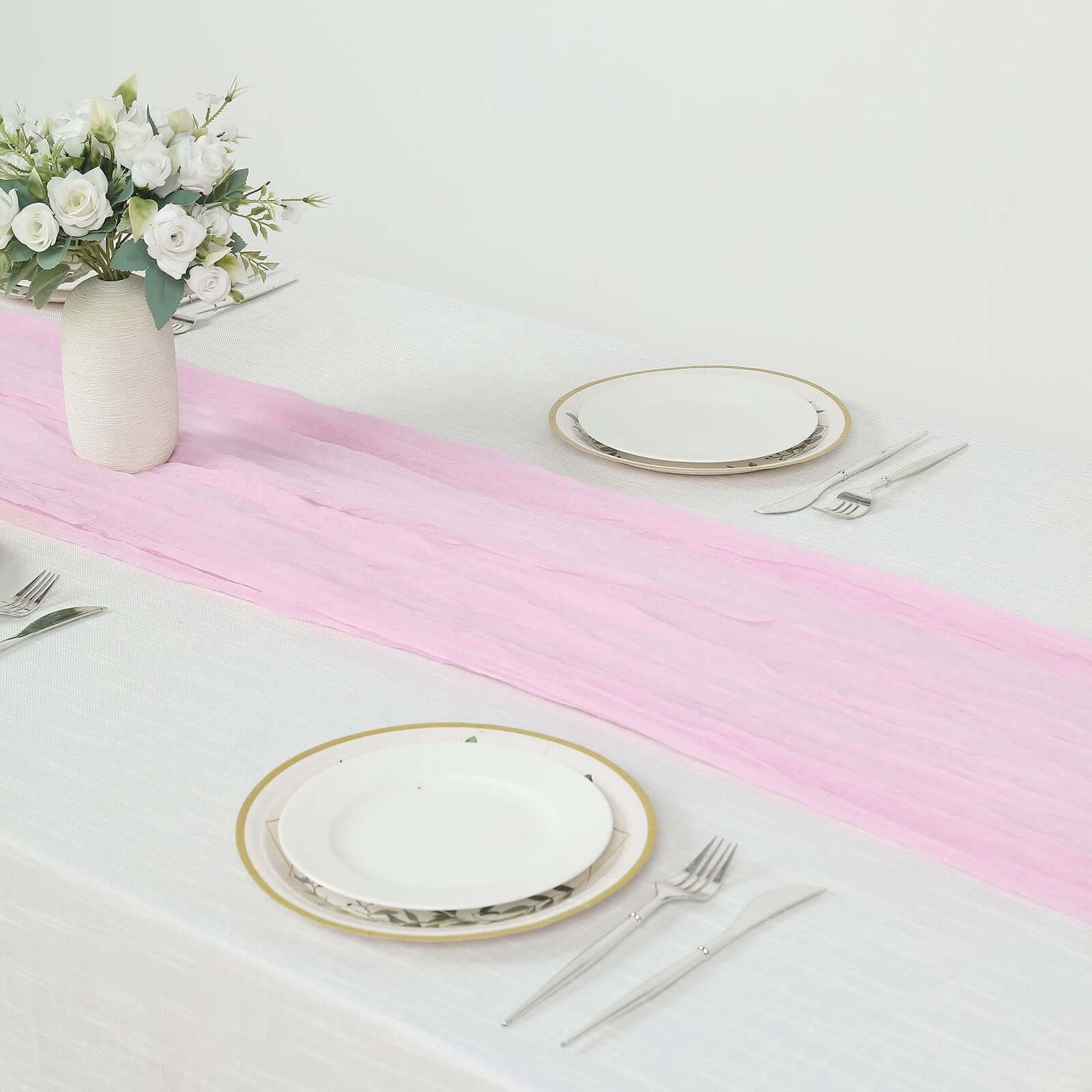 Gauze Cheesecloth 10ft Table Runner Pink - Rustic Boho Style