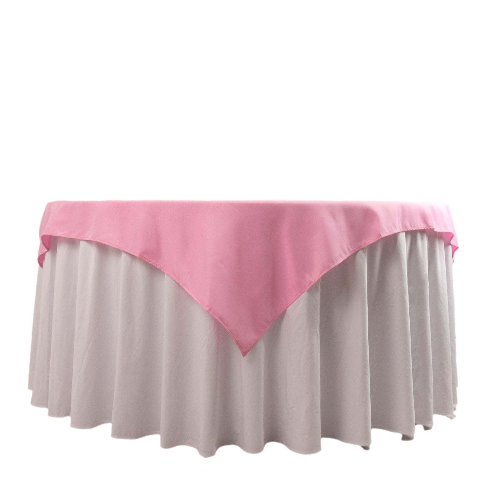 Premium Polyester 54"x54" Table Overlay Square Tablecloth Pink - Stain and Wrinkle-Resistant 220GSM Table Topper