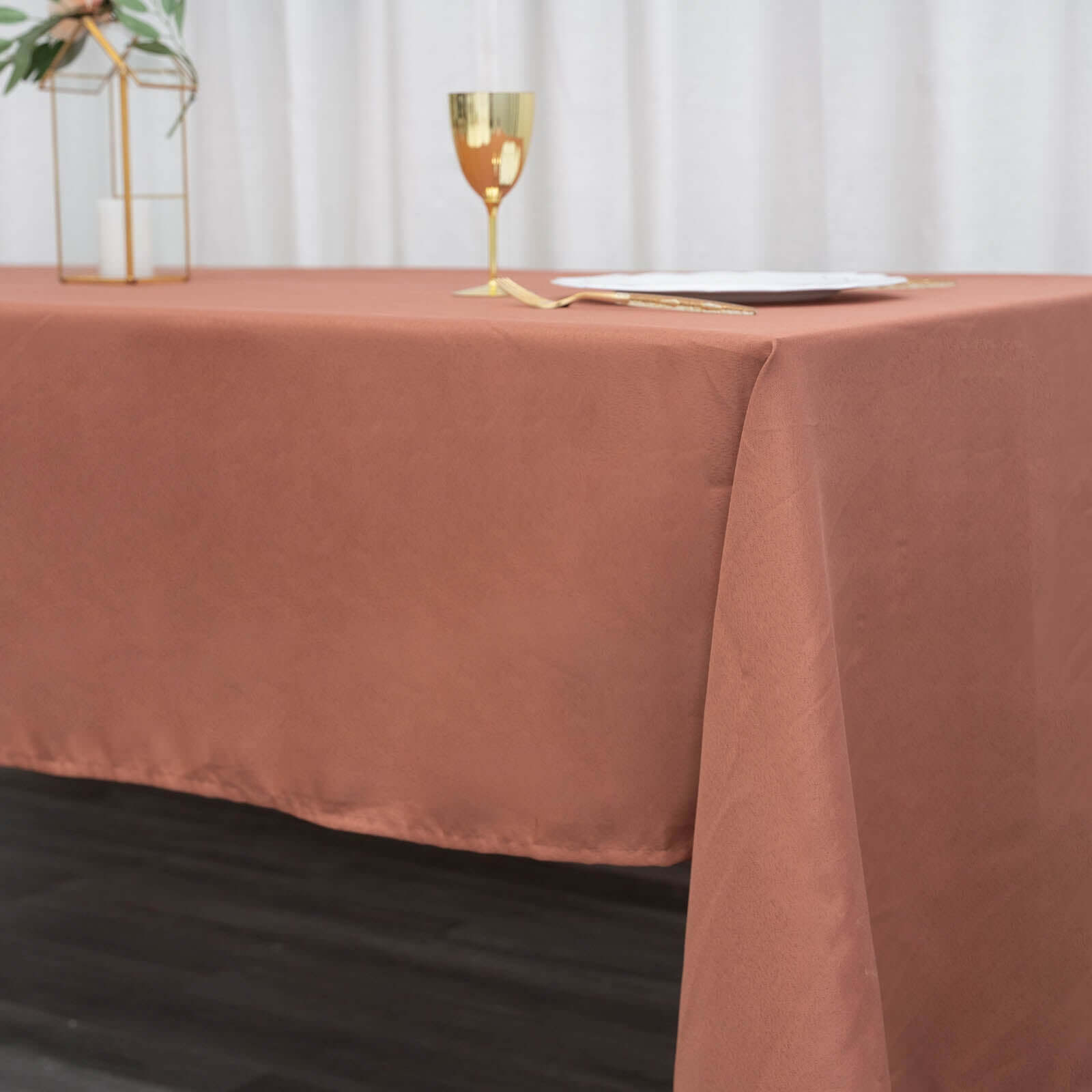 Polyester 60"x126" Rectangle Tablecloth Terracotta (Rust) - Wrinkle-Resistant Table Cover