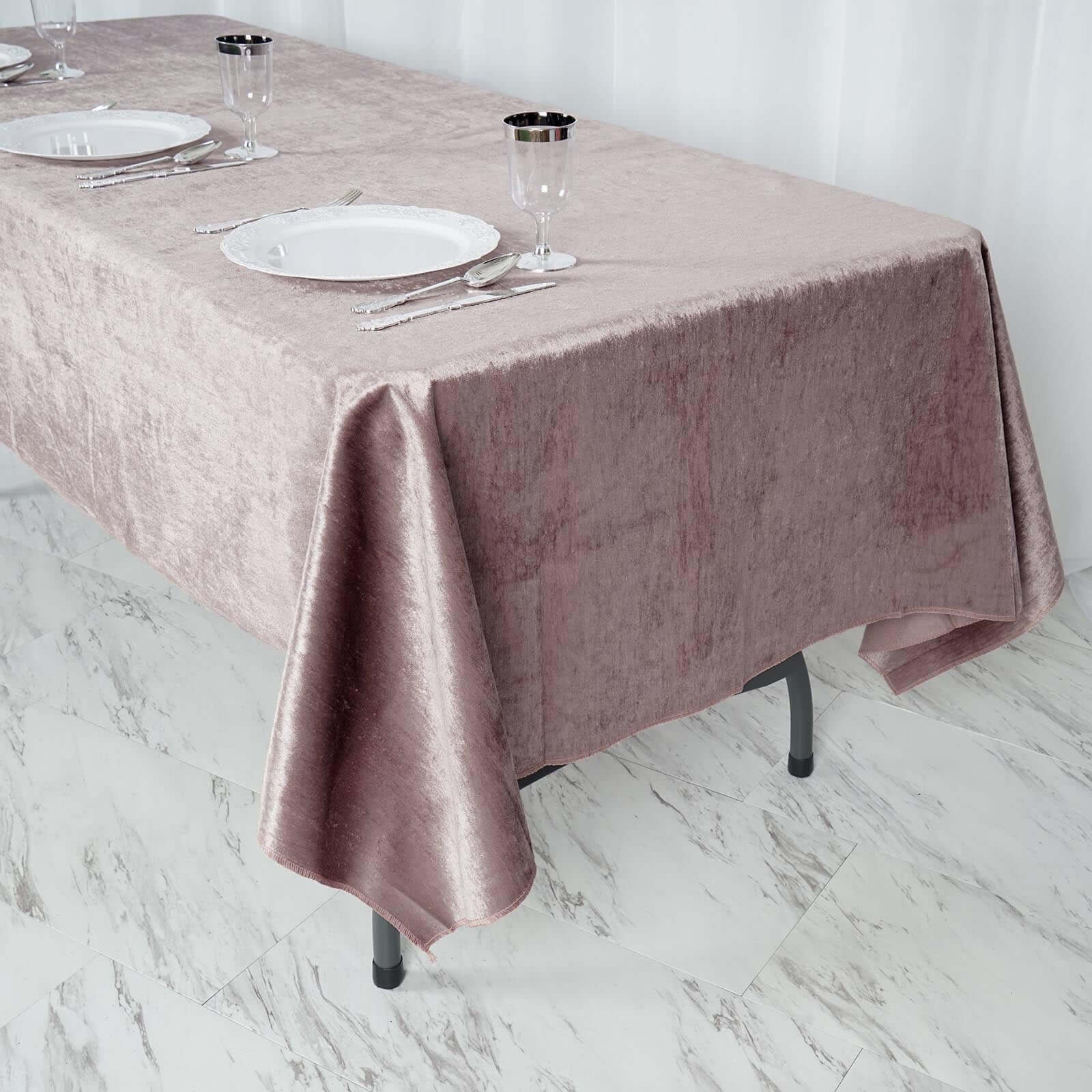 Premium Velvet 60"x102" Rectangle Tablecloth Mauve - Reusable & Soft Table Cover