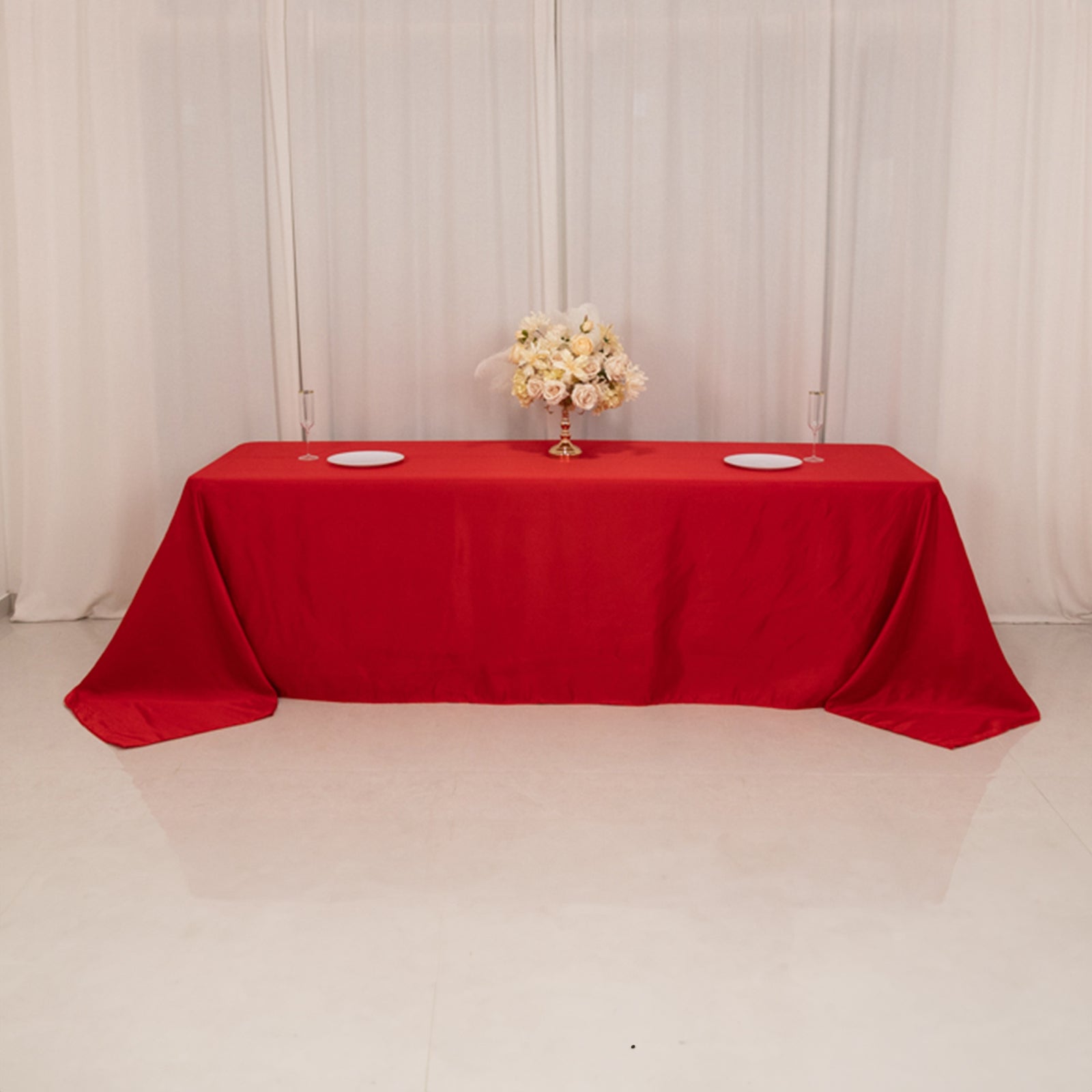Lamour Satin 90"x156" Rectangle Tablecloth Red - Luxurious, Soft Seamless Table Cover