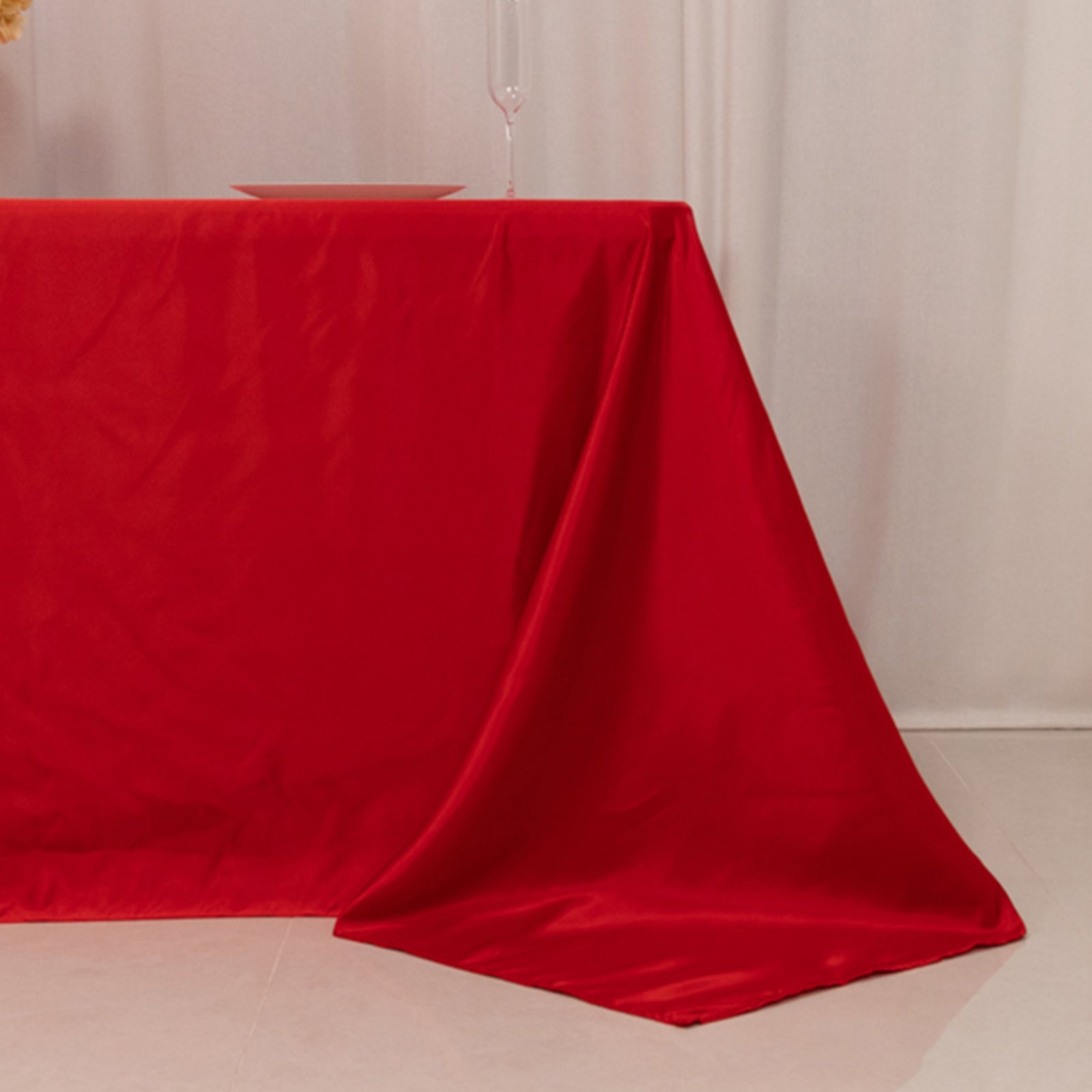 Lamour Satin 90"x132" Rectangle Tablecloth Red - Soft & Silk-Like Seamless Table Cover