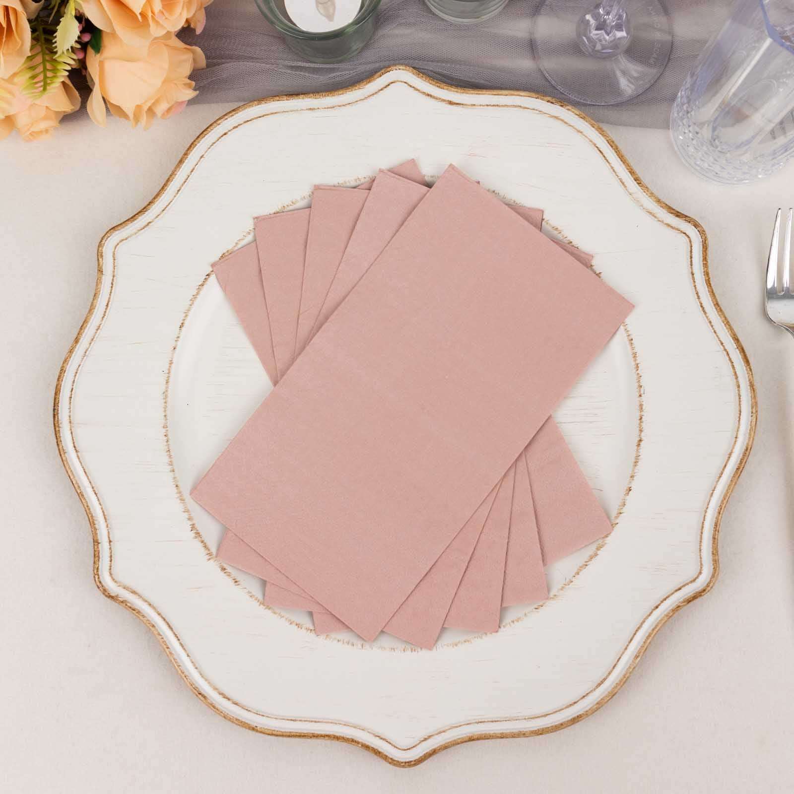 50-Pack Paper Napkins Dusty Rose - Soft Disposable 2-Ply Dinner Napkins for Weddings