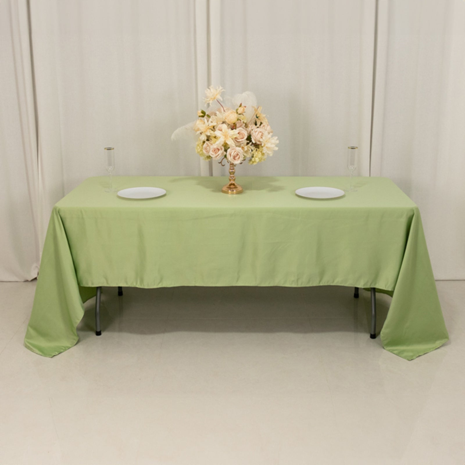 Lamour Satin 60"x126" Rectangle Tablecloth Sage Green - Soft & Silk-Like Table Cover