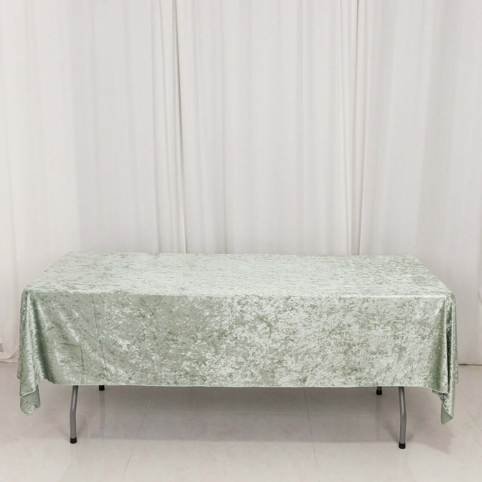 Premium Crushed Velvet 60"x102" Rectangle Tablecloth Sage Green - Reusable Soft Table Cover