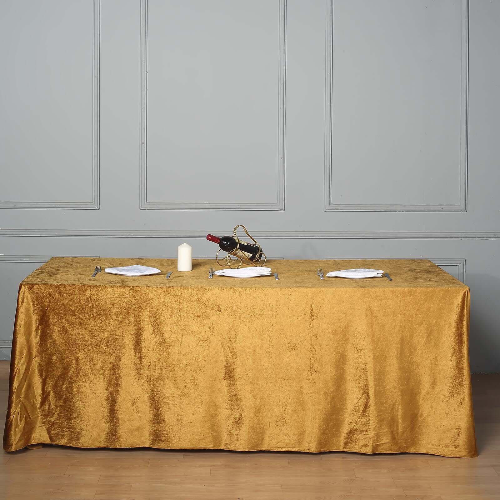 Premium Velvet 90"x156" Rectangle Tablecloth Gold - Reusable Soft & Stylish Seamless Table Cover for Sophisticated Weddings & Events