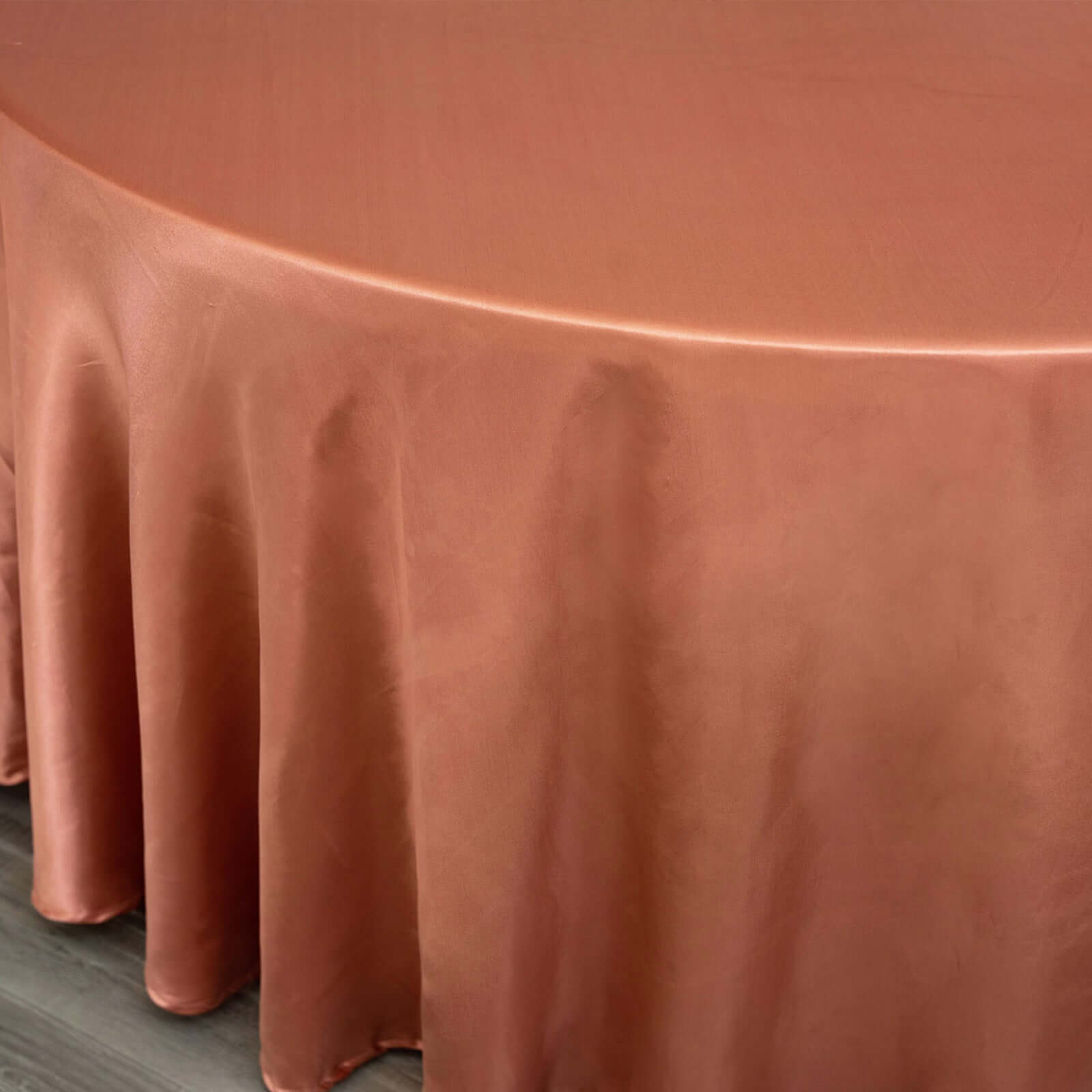 Satin 120" Round Tablecloth Terracotta (Rust) - Stylish Seamless Table Cover