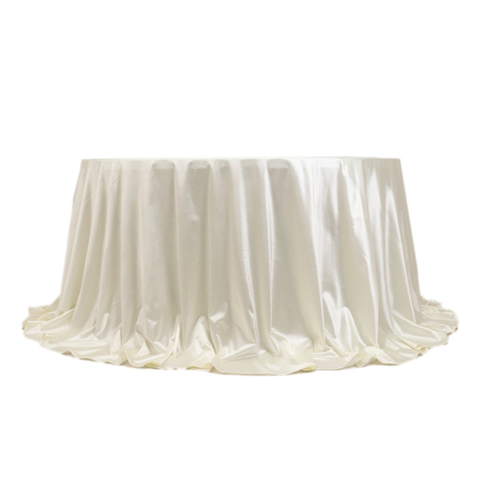 Scuba Round 132" Tablecloth Shimmering Pearl White - Wrinkle Free, Stain Resistant & Seamless Table Cover