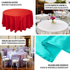 Lamour Satin 120" Round Tablecloth Blush - Seamless Table Cover with Soft Tempered Sheen