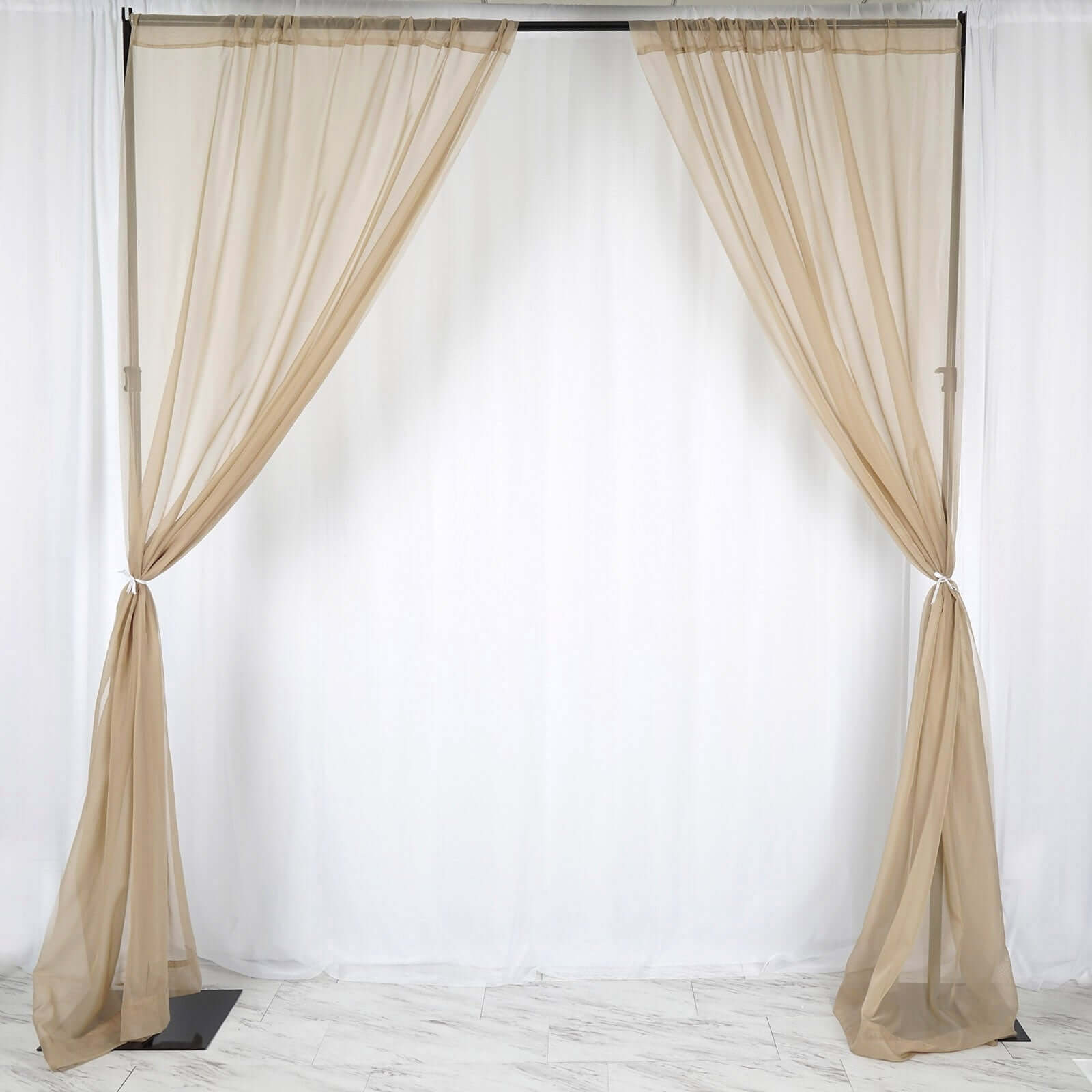 2 Pack Natural Sheer Chiffon Event Curtain Drapes, Durable Flame Resistant Organza Backdrop Event Panels With Rod Pockets - 10ftx10ft