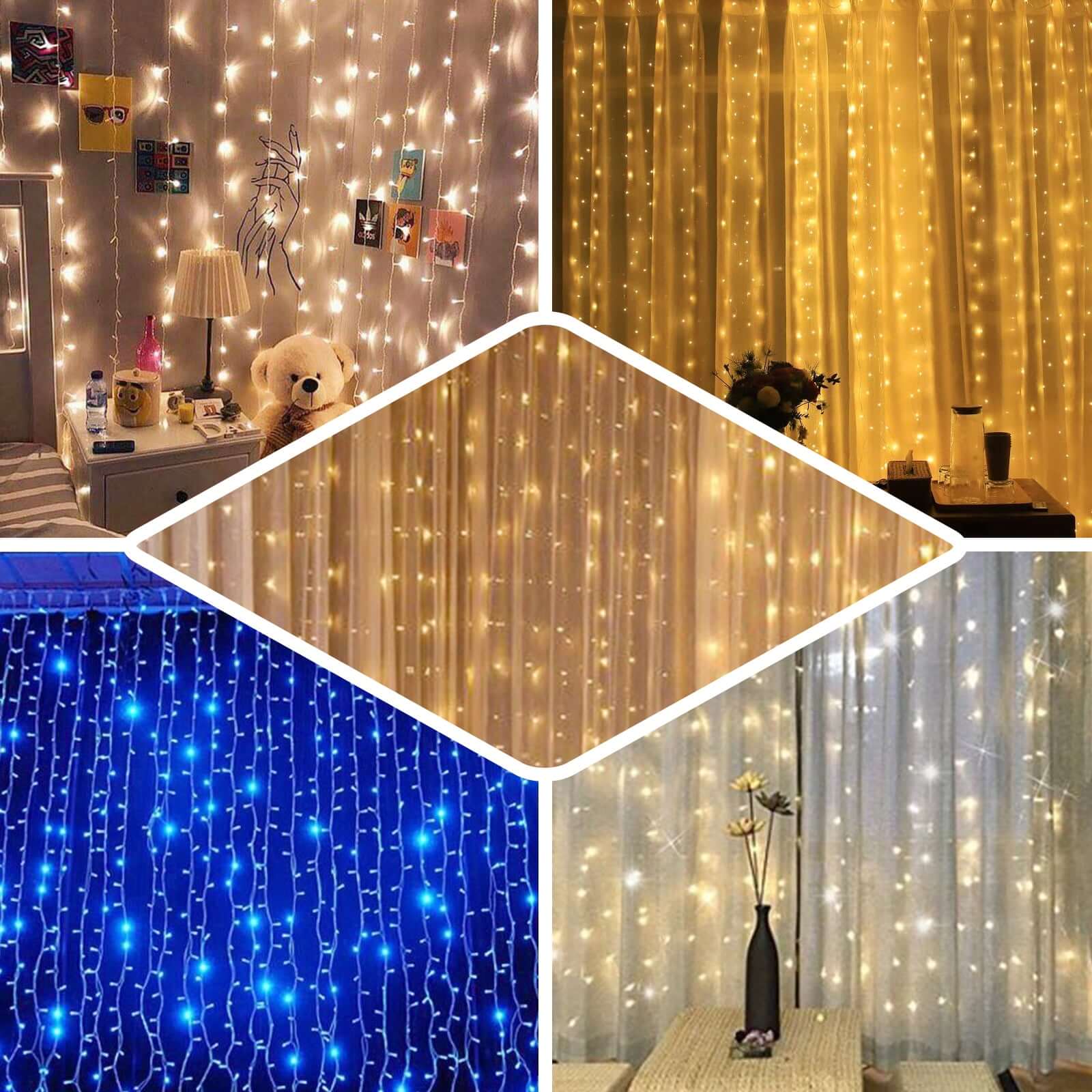 20ftx10ft White Sheer Organza w Cool LED Lights Decorative Curtain Panel