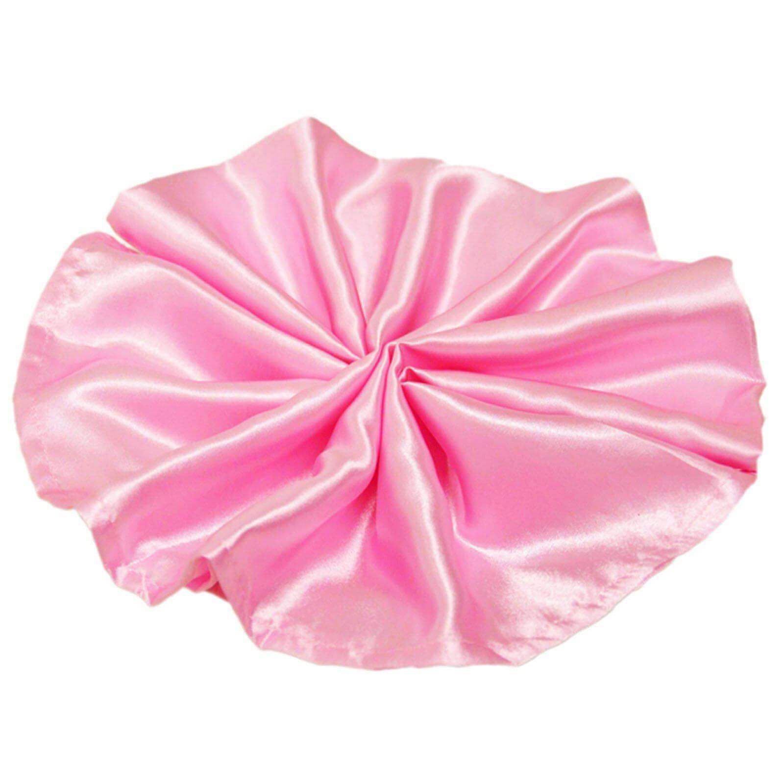 5 Pack Satin 20"x20" Napkins Pink - Luxurious Shine & Smooth Dinner Napkins