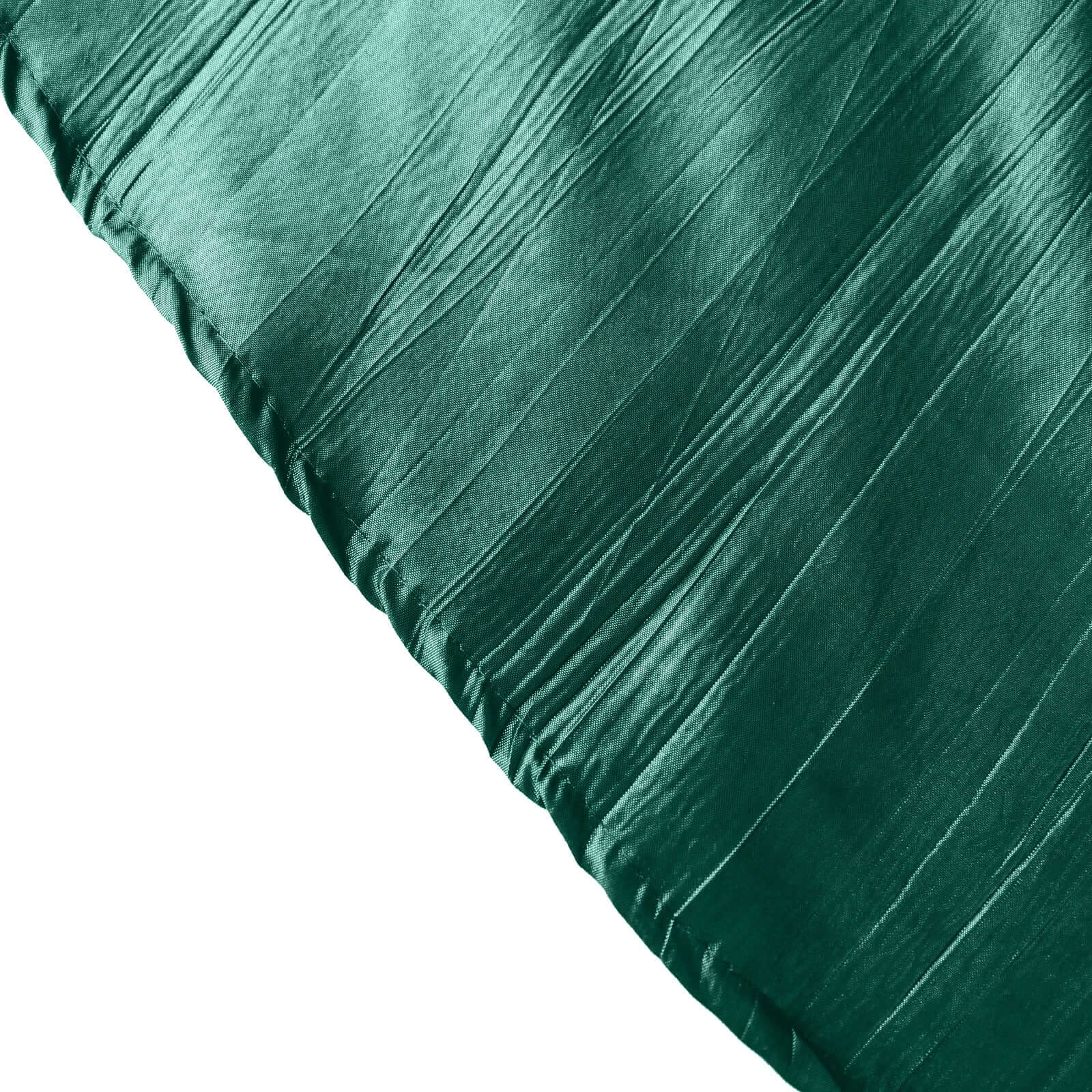 Taffeta 120" Round Tablecloth Hunter Emerald Green - Seamless Accordion Crinkle Table Cover