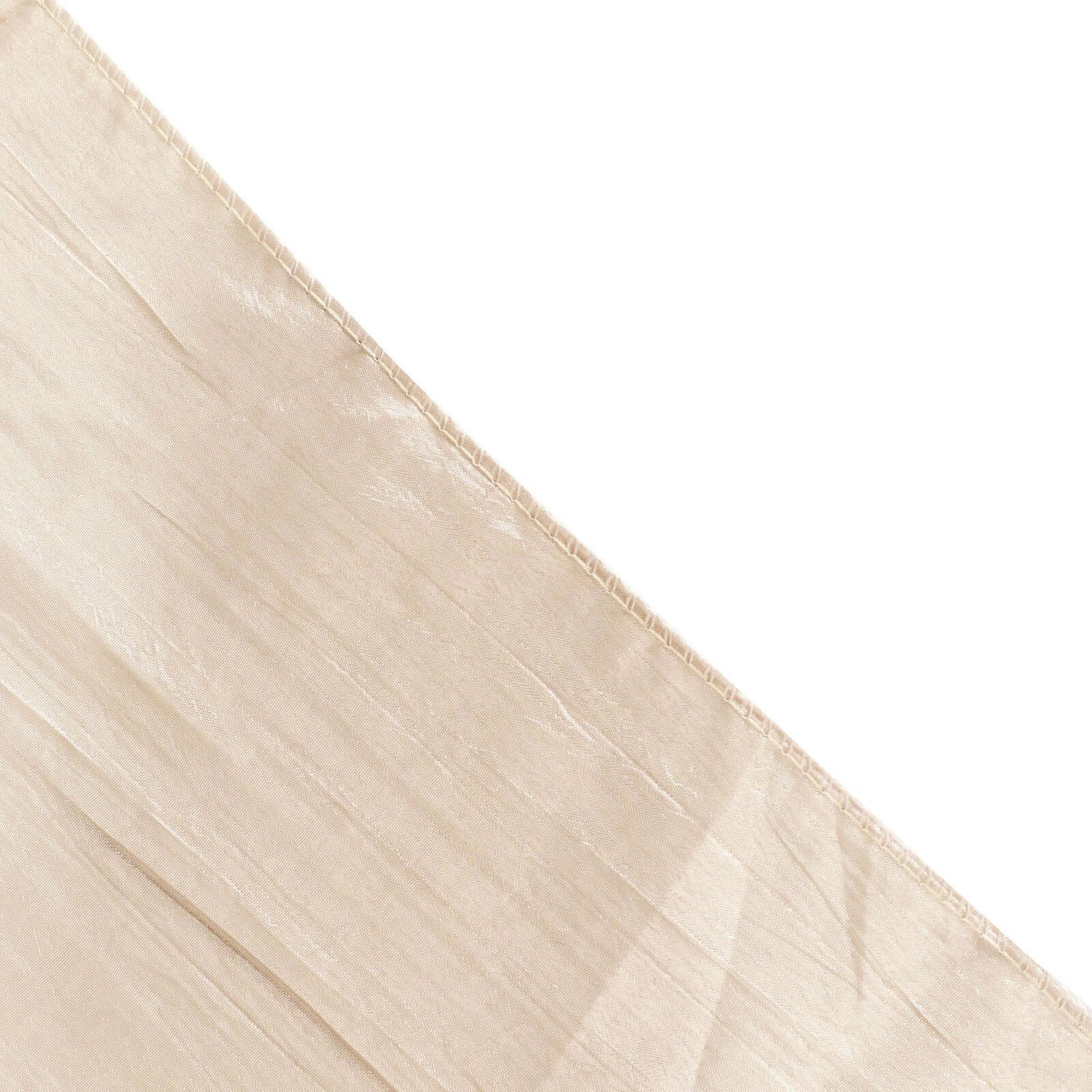 Taffeta 132" Round Tablecloth Beige - Seamless Accordion Crinkle Table Cover