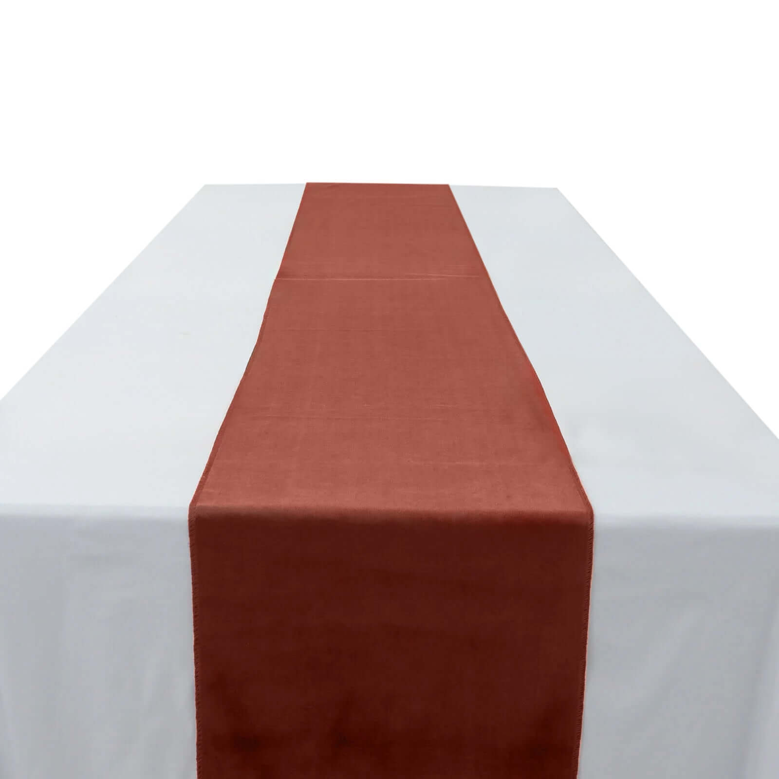 Premium Velvet 12"x108" Table Runner Terracotta (Rust) - Sheen Finish Reusable Table Decor