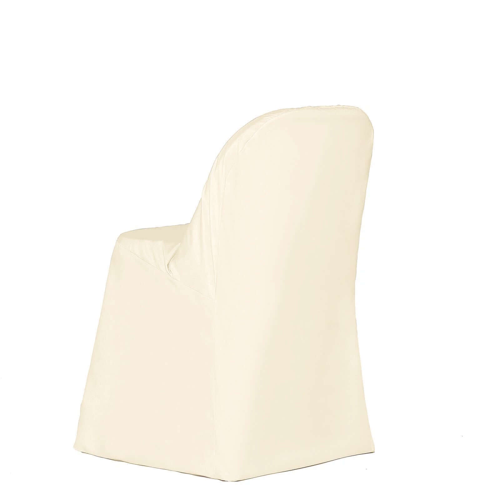 Polyester Slip On Folding Chair Covers Beige - Stain-Resistant Reusable Durable Fabric