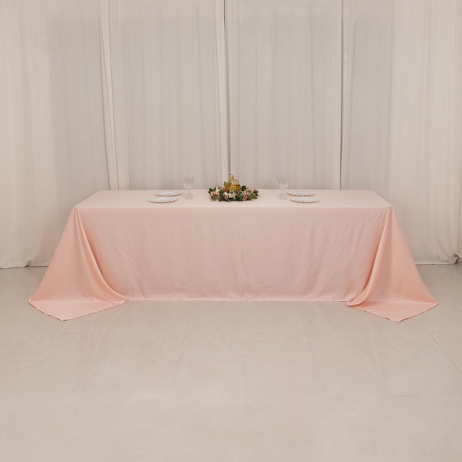 Lamour Satin 90"x156" Rectangle Tablecloth Blush - Luxurious, Soft Seamless Table Cover