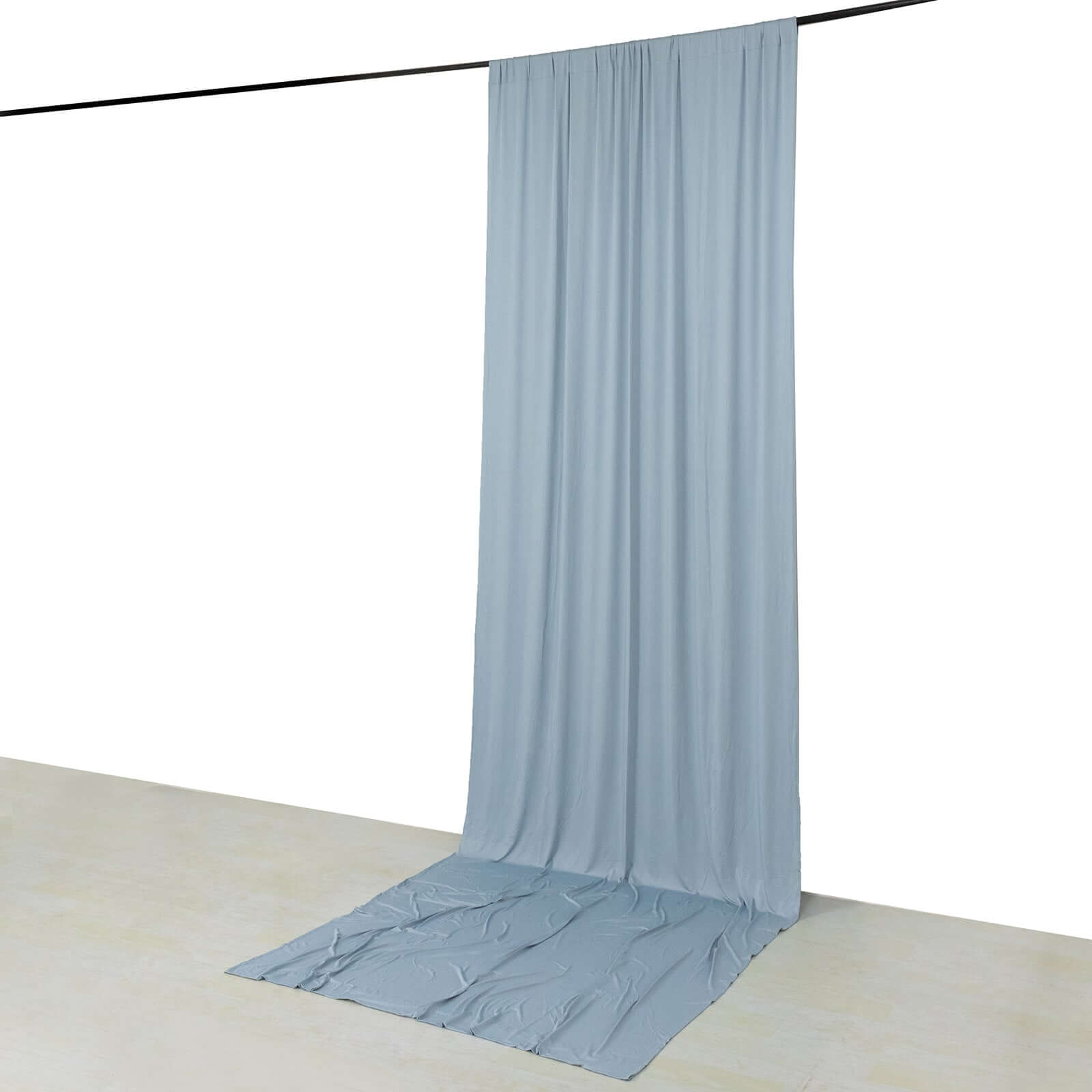 Dusty Blue 4-Way Stretch Spandex Event Curtain Drapes, Wrinkle Free Backdrop Event Panel with Rod Pockets - 5ftx14ft