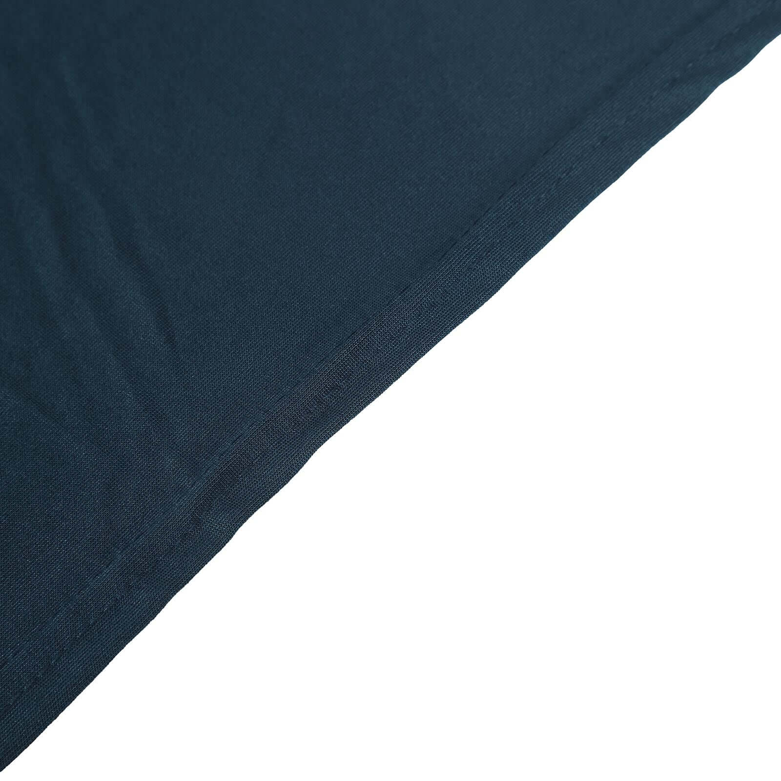 Stretch Spandex 72"x30" Rectangular Table Cover Navy Blue with Curved Open Back Design Tailored Professional Look