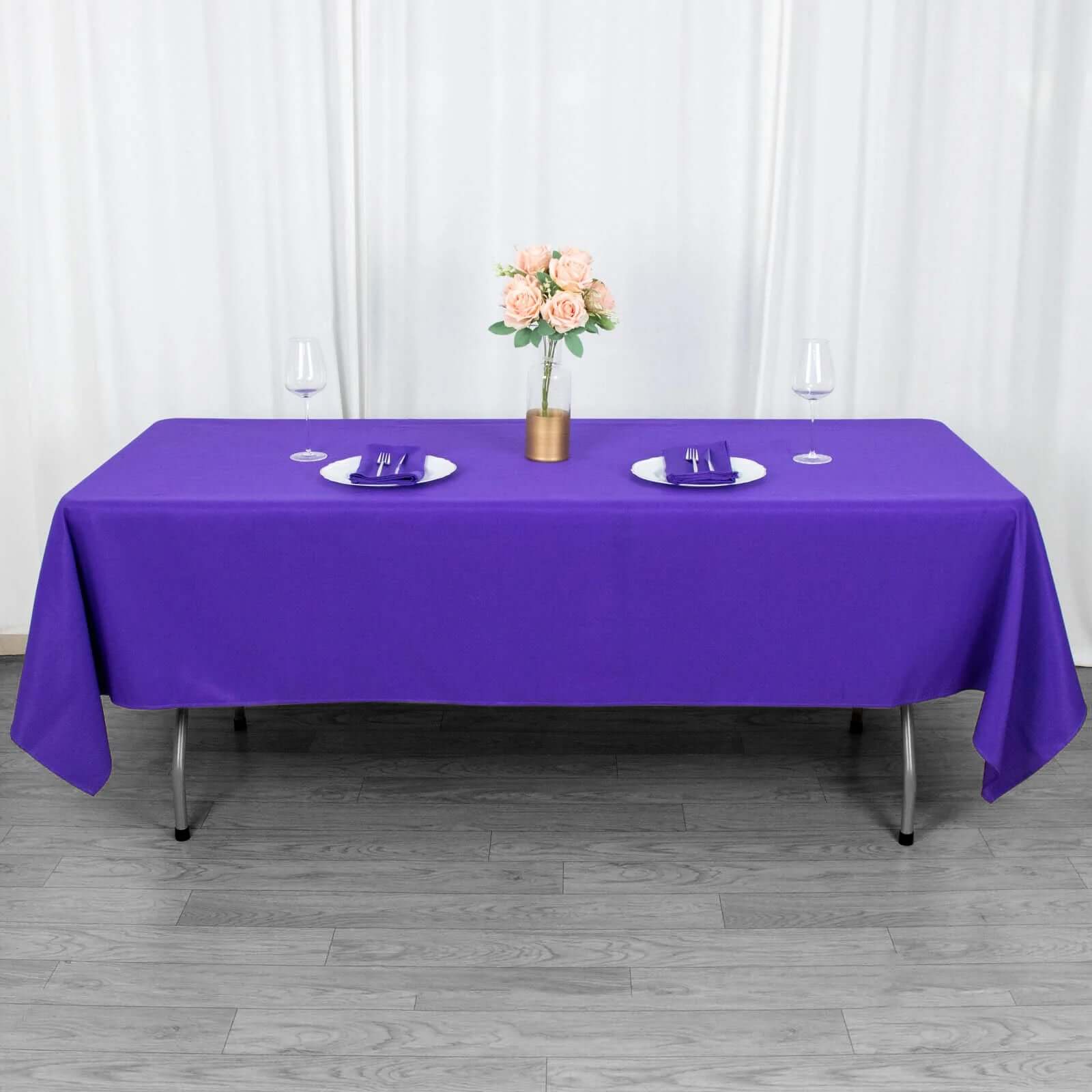 Premium Polyester 60"x102" Rectangle Tablecloth Purple - Durable 220GSM Wrinkle-Resistant Table Cover