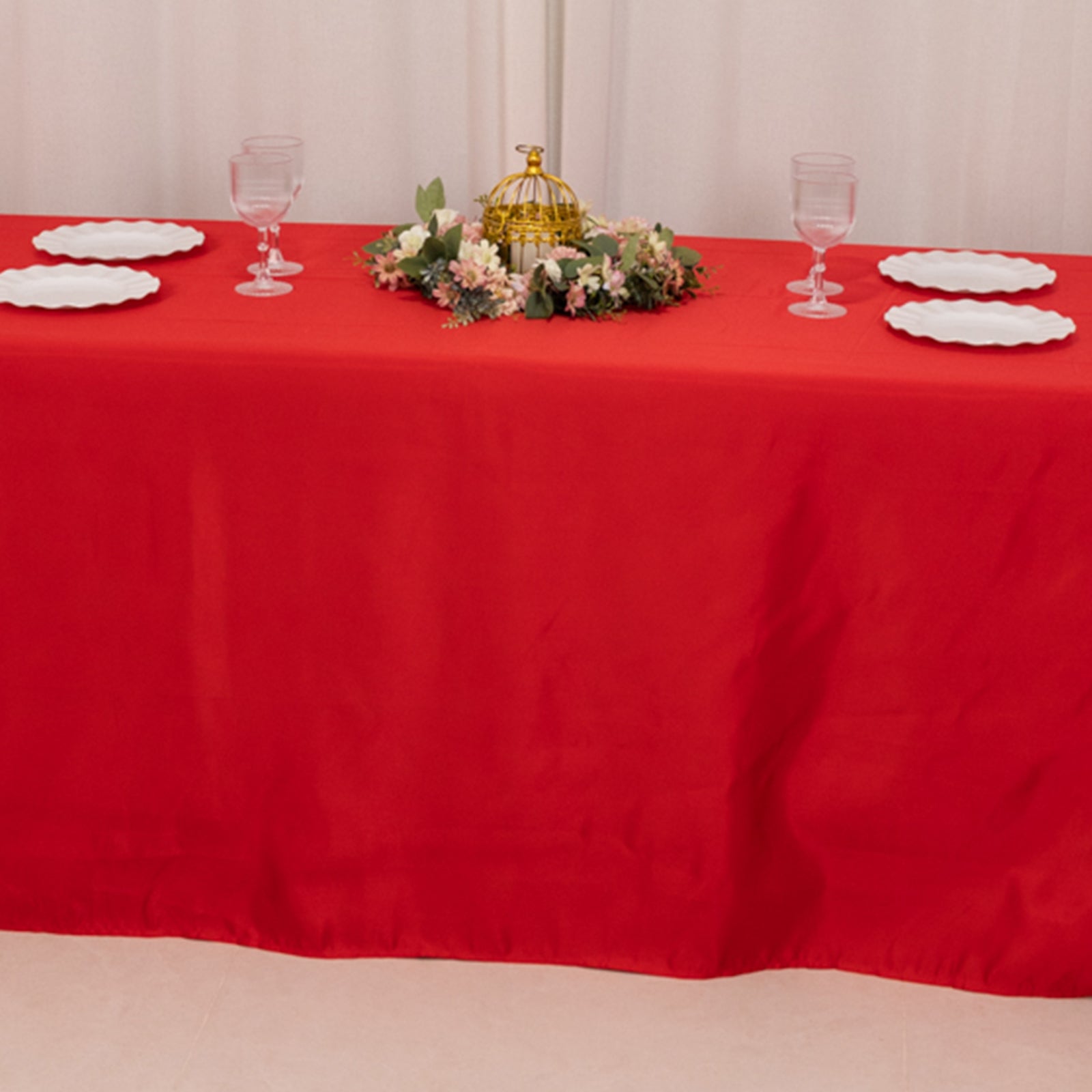 Lamour Satin 90"x156" Rectangle Tablecloth Red - Luxurious, Soft Seamless Table Cover