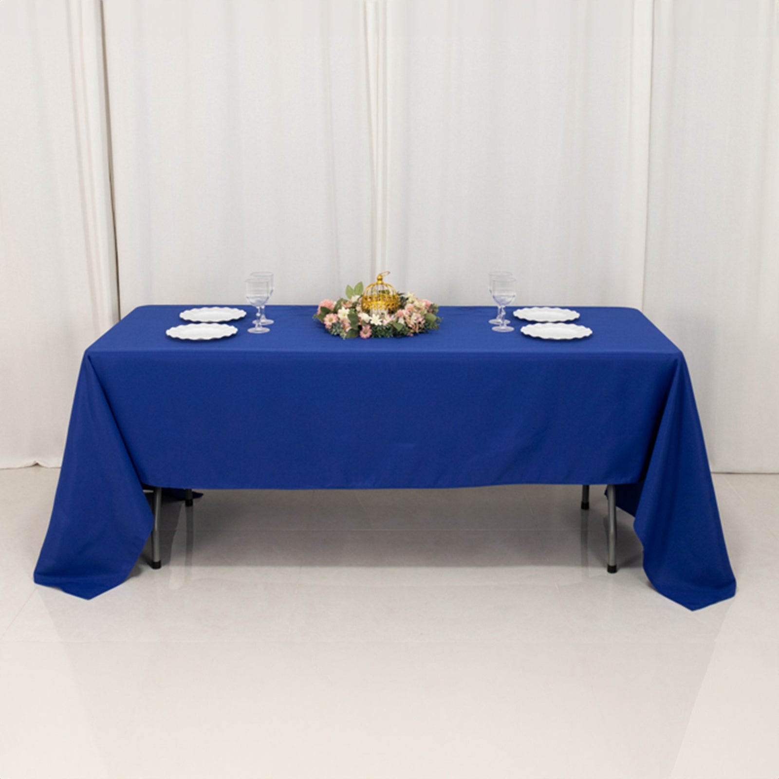 Premium Polyester 60"x126" Rectangle Tablecloth Royal Blue - Stain-Resistant 220GSM Finish Table Cover