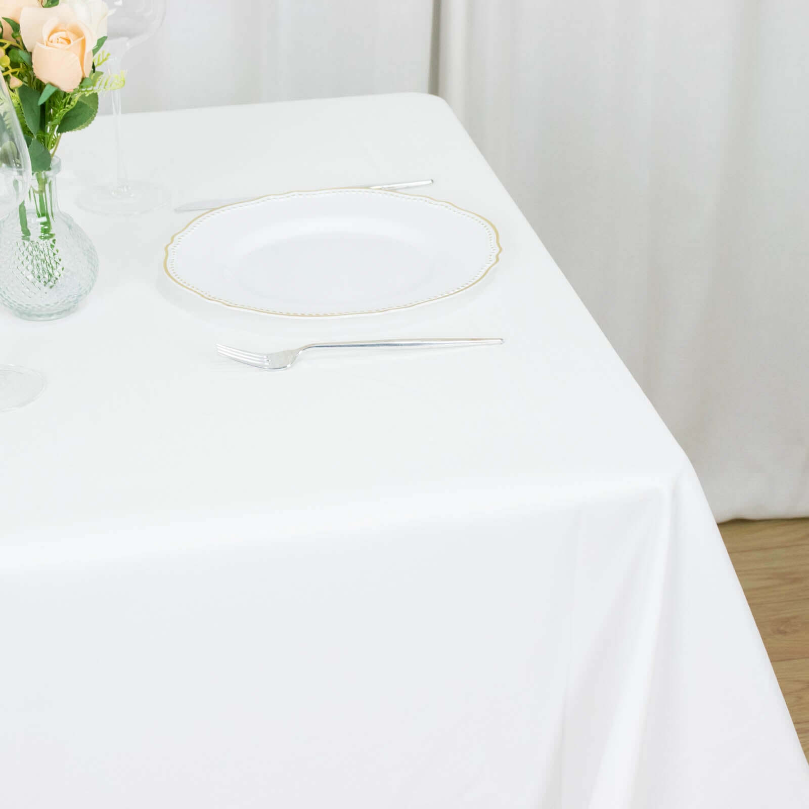 Premium Polyester Square Tablecloth 90"x90" White 220GSM Wrinkle-Resistant Table Cover for Stylish Gatherings