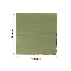 50-Pack Paper Beverage Napkins Dusty Sage Green with Gold Foil Edge - 2 Ply Disposable Soft 18GSM Cocktail Napkins 5"x5"