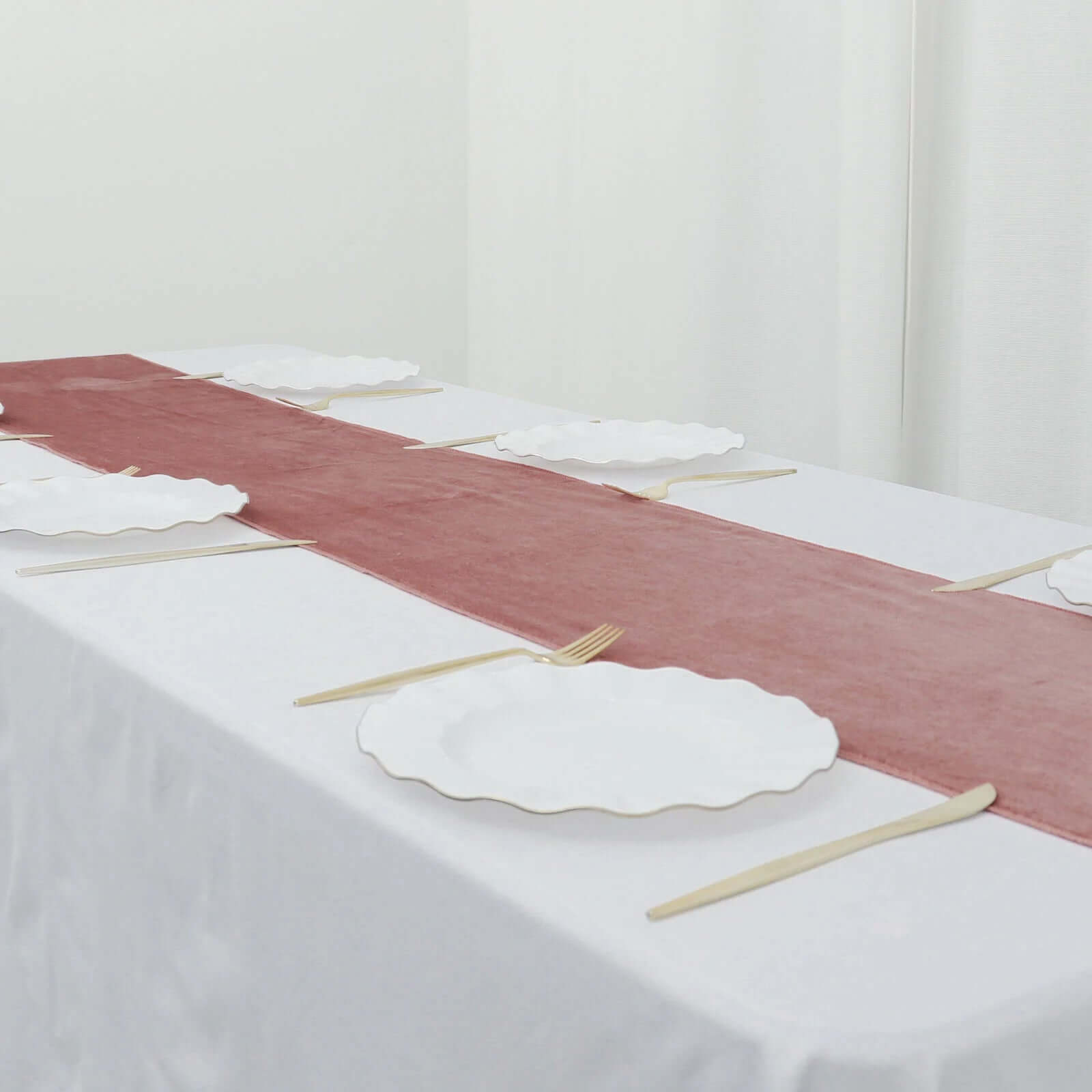 Premium Velvet 12"x108" Table Runner Dusty Rose - Sheen Finish Reusable Table Decor