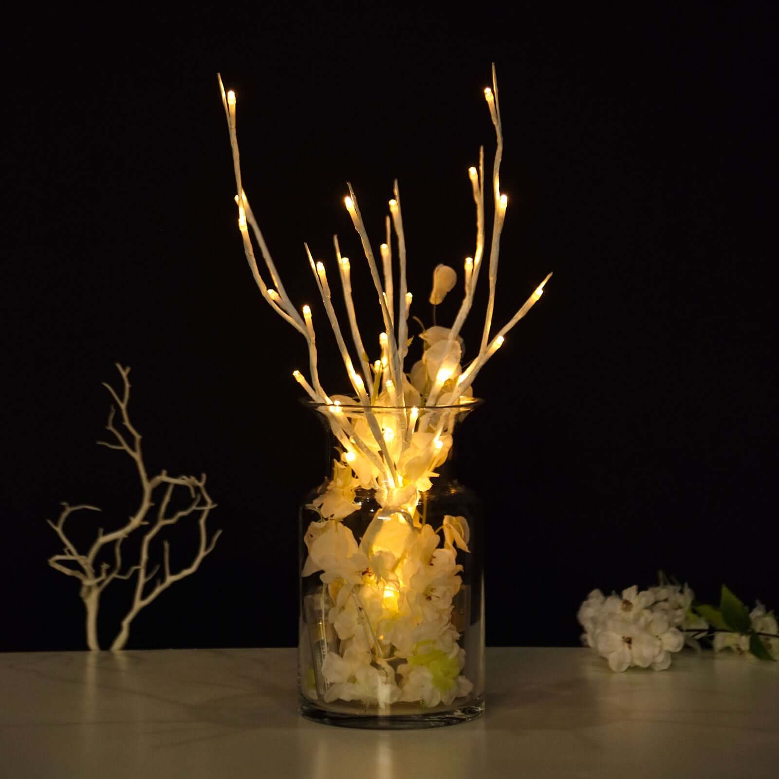 3-Pack LED Lighted Branches Artificial White - Warm White Tree Twig Lights with 60 Bright LED Bulbs 28.5"