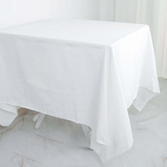 100% Cotton 70"x70" Square Tablecloth White Linen - Sophisticated, Soft & Breathable Fabric Table Cover