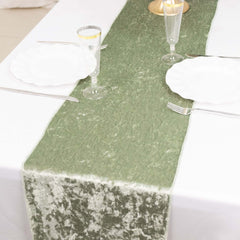 Premium Crushed Velvet 12"x108" Table Runner Sage Green - Soft & Wrinkle-Resistant Table Linen