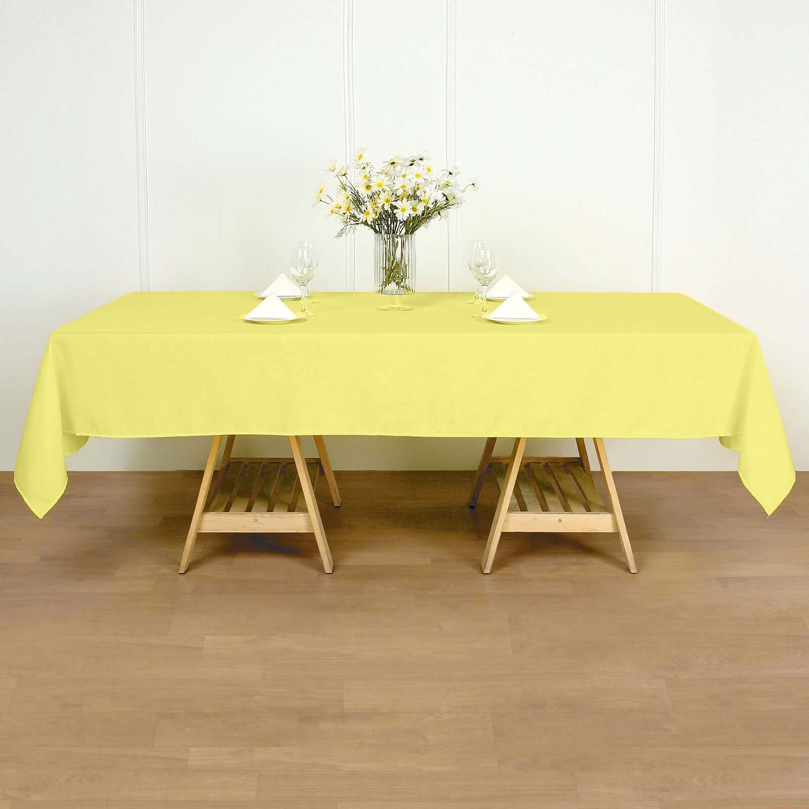 Polyester 60"x102" Rectangle Tablecloth Yellow - Durable and Stylish Table Cover