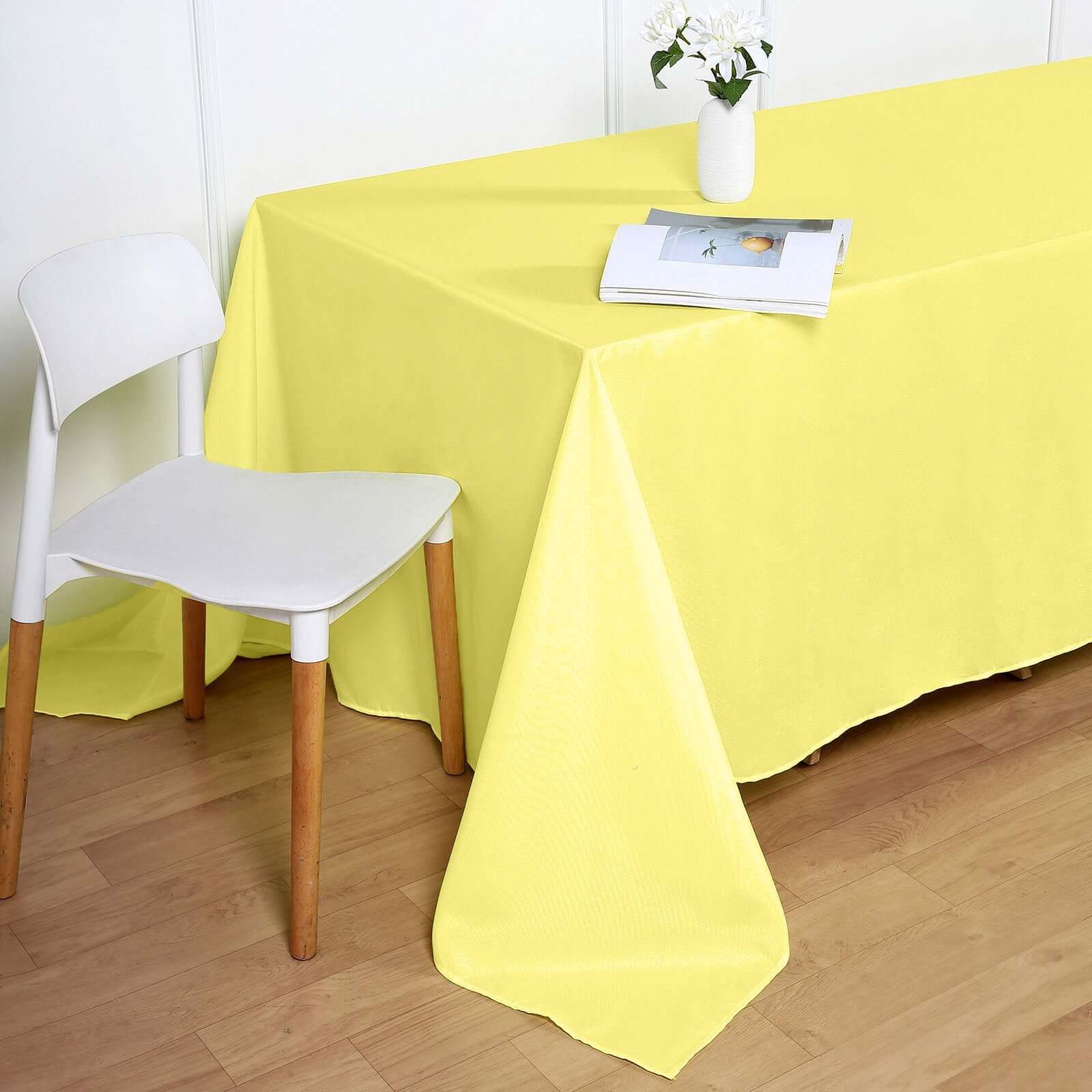Polyester 90"x132" Rectangle Tablecloth Yellow - Seamless Wrinkle-Resistant Table Cover