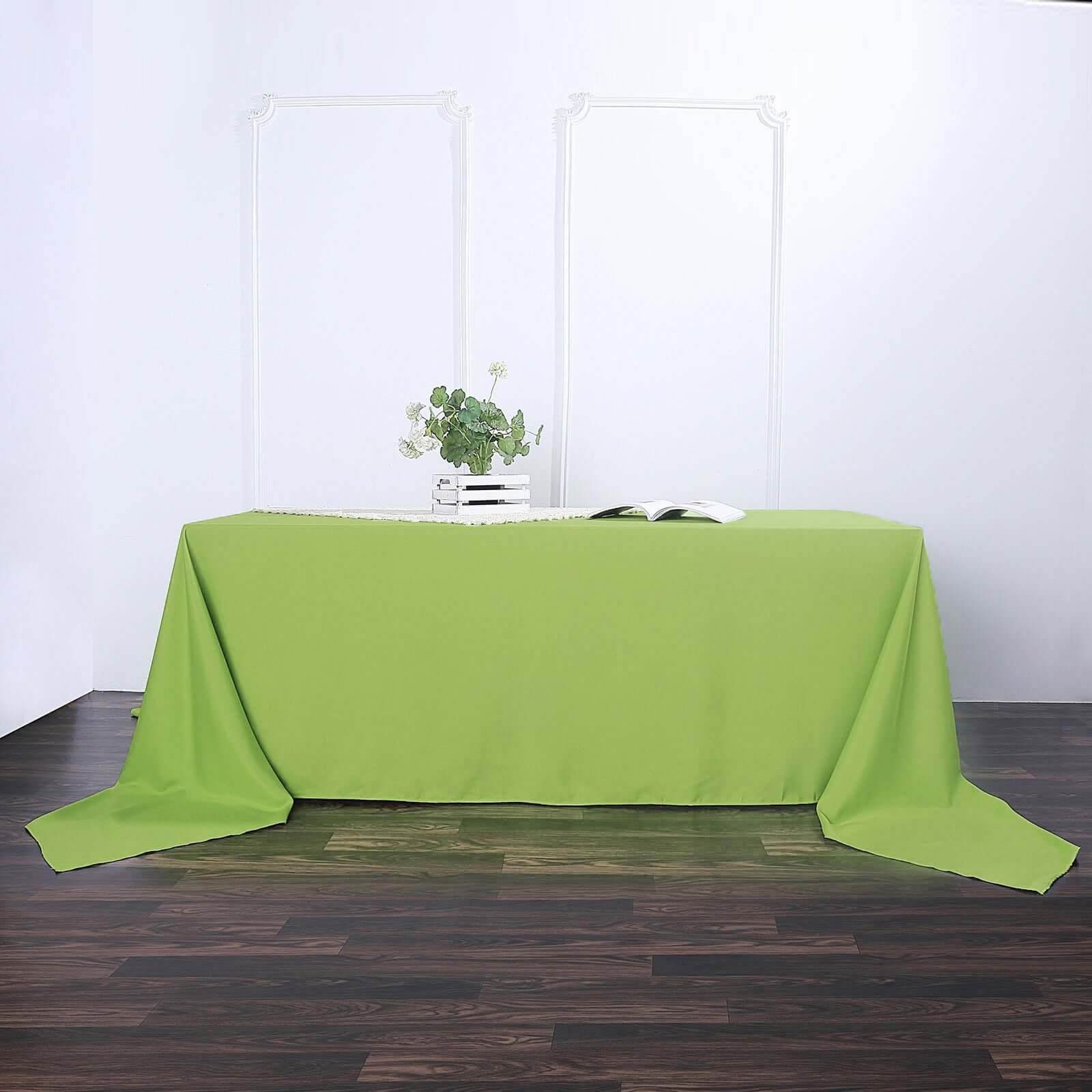 Polyester 90"x156" Rectangle Tablecloth Apple Green - Seamless Wrinkle-Resistant Table Cover