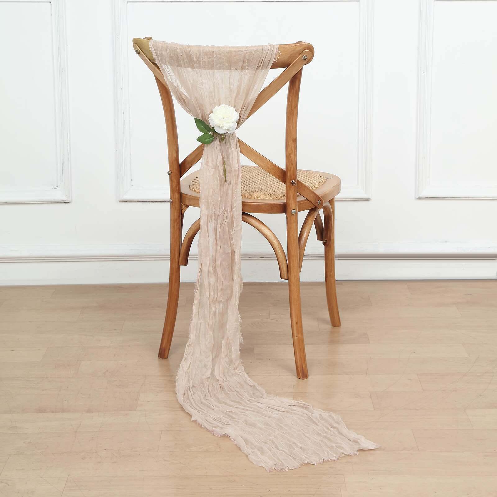 5 Pack Cheesecloth Gauze 16"x88" Chair Sashes Nude Beige - Boho Chair Decorations