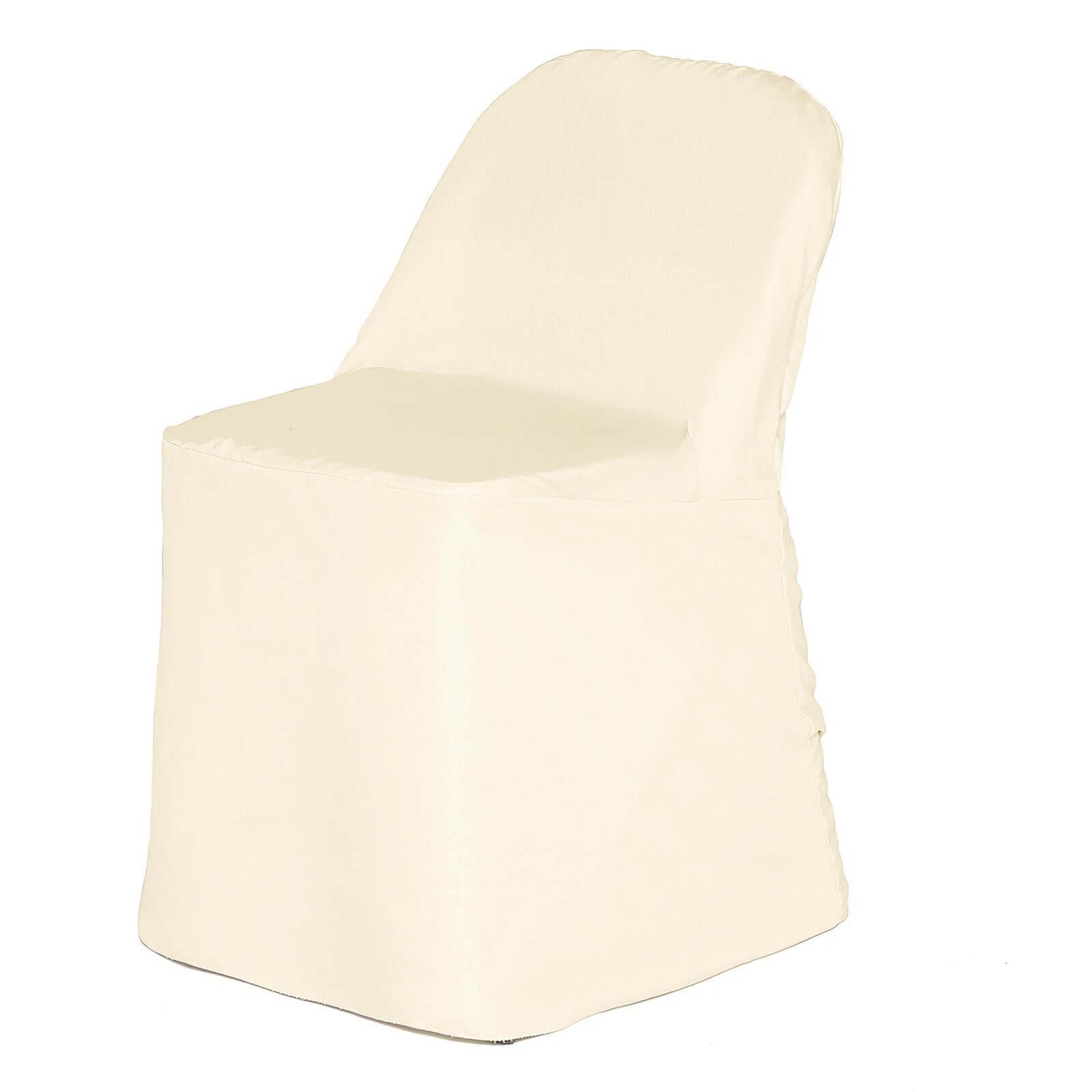 Polyester Slip On Folding Chair Covers Beige - Stain-Resistant Reusable Durable Fabric