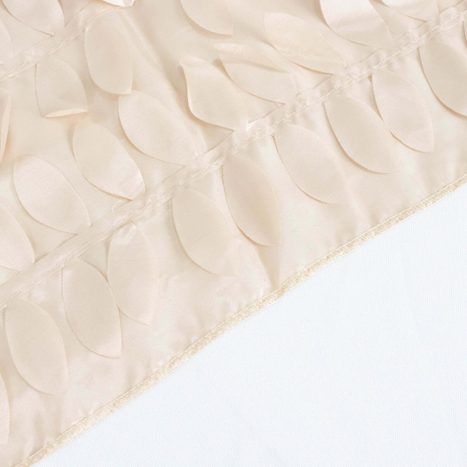 Taffeta 72"x72" Table Overlay Square Tablecloth Beige - 3D Leaf Petal Table Cover