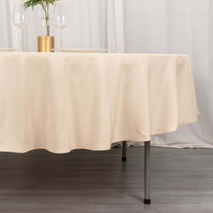 Premium Polyester 90" Round Tablecloth Beige - Stain and Wrinkle-Resistant Design with 220GSM Thickness Table Cover