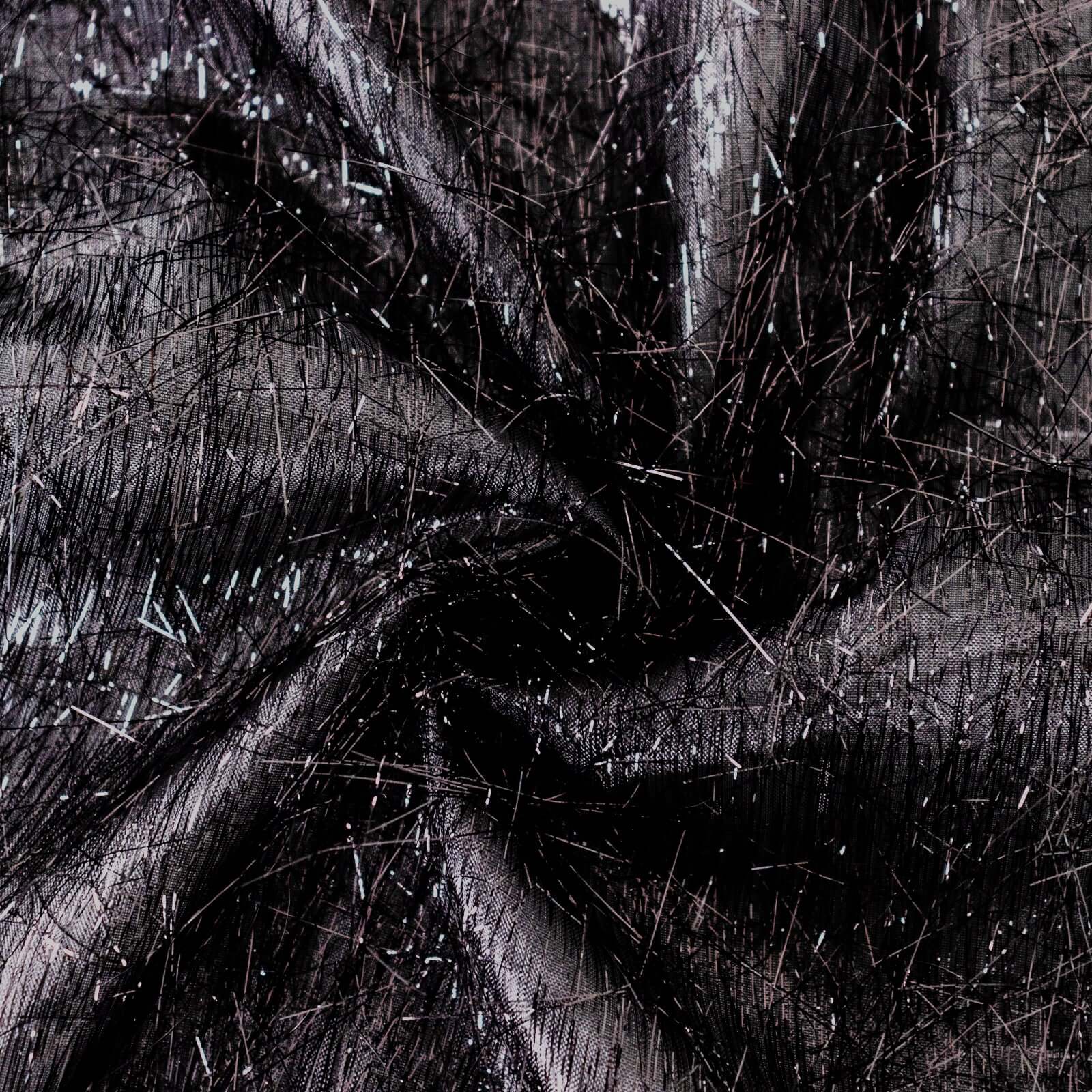 Polyester 72"x72" Table Overlay Square Tablecloth Black - Metallic Fringe Shag Tinsel Table Cover