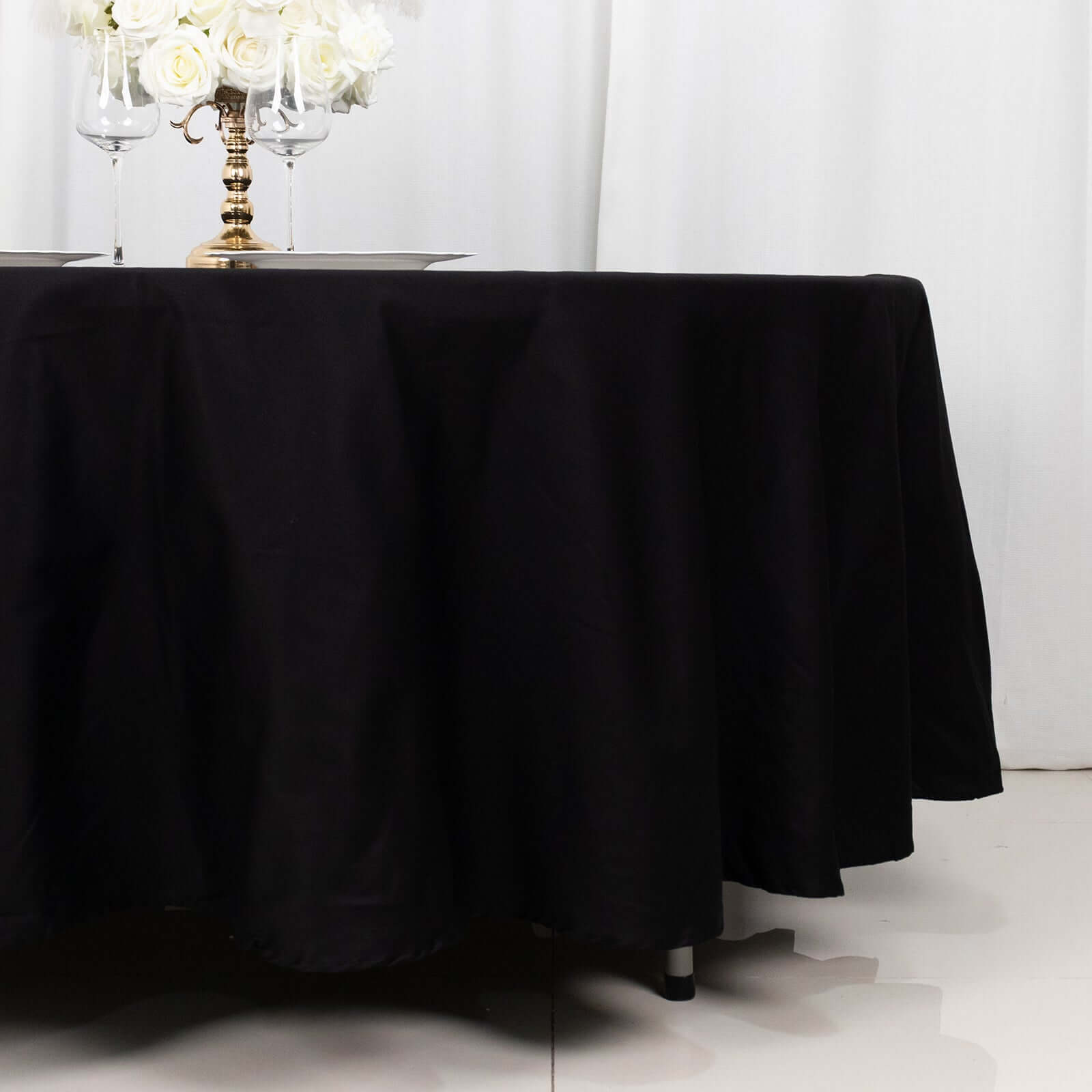 100% Cotton 108" Round Tablecloth Black Linen - Soft & Breathable Table Cover