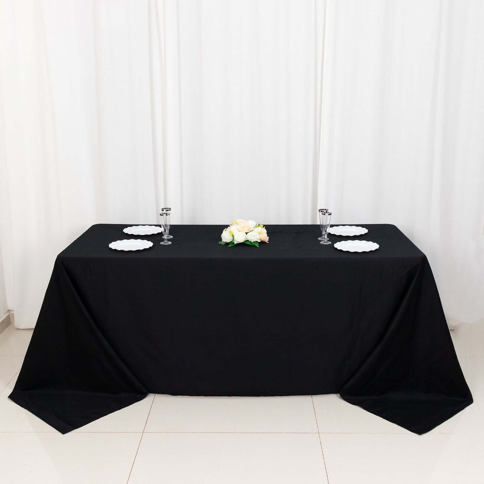 100% Cotton 90"x132" Rectangle Tablecloth Black Linen - Seamless, Soft & Breathable Table Cover