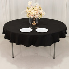 Cotton Blend 70" Round Tablecloth Black - Wrinkle-Resistant Table Cover