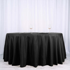 Polyester 120" Round Tablecloth Black - Seamless Wrinkle-Resistant Design for Weddings