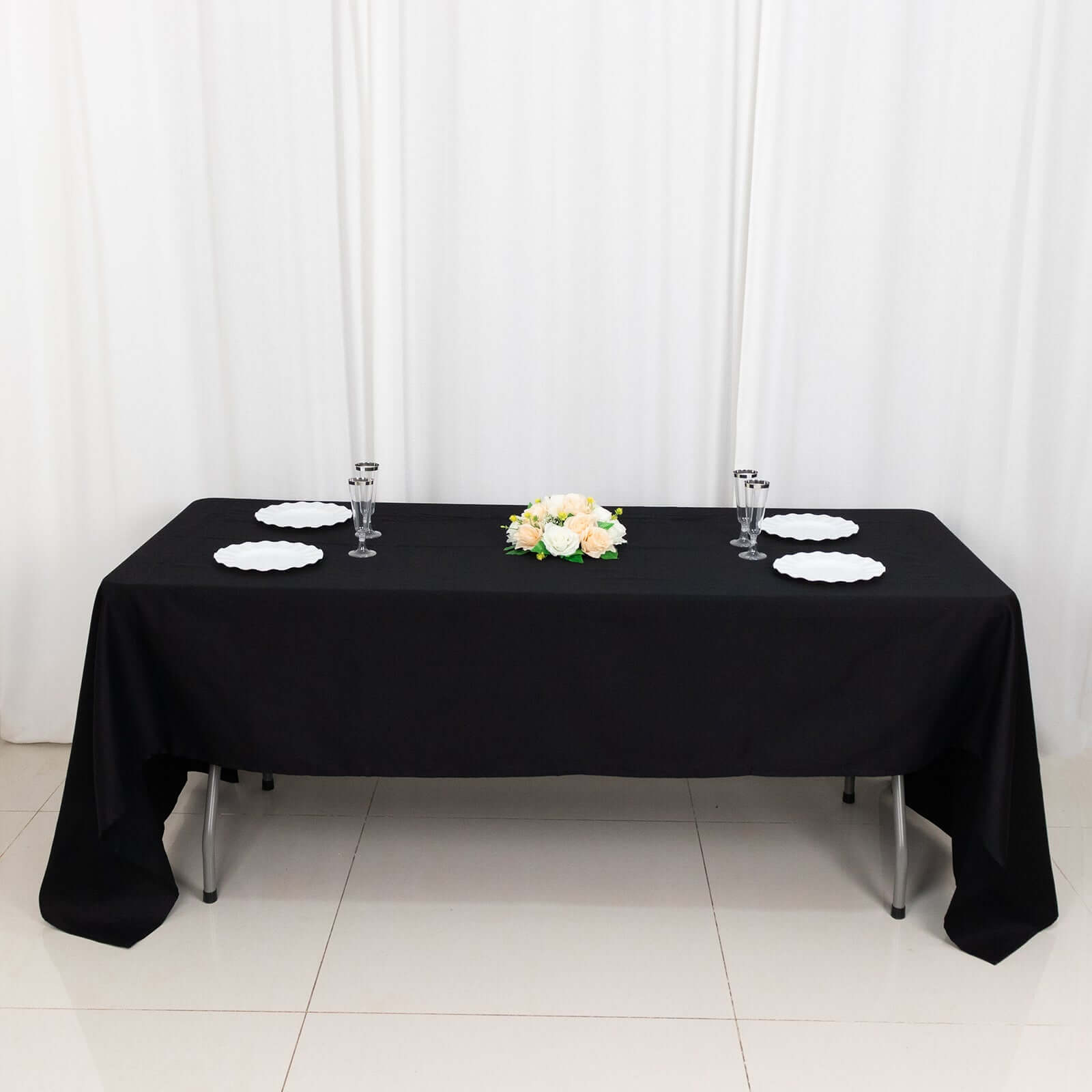 100% Cotton 60"x126" Rectangle Tablecloth Black Linen - Sophisticated, Soft & Breathable Table Cover