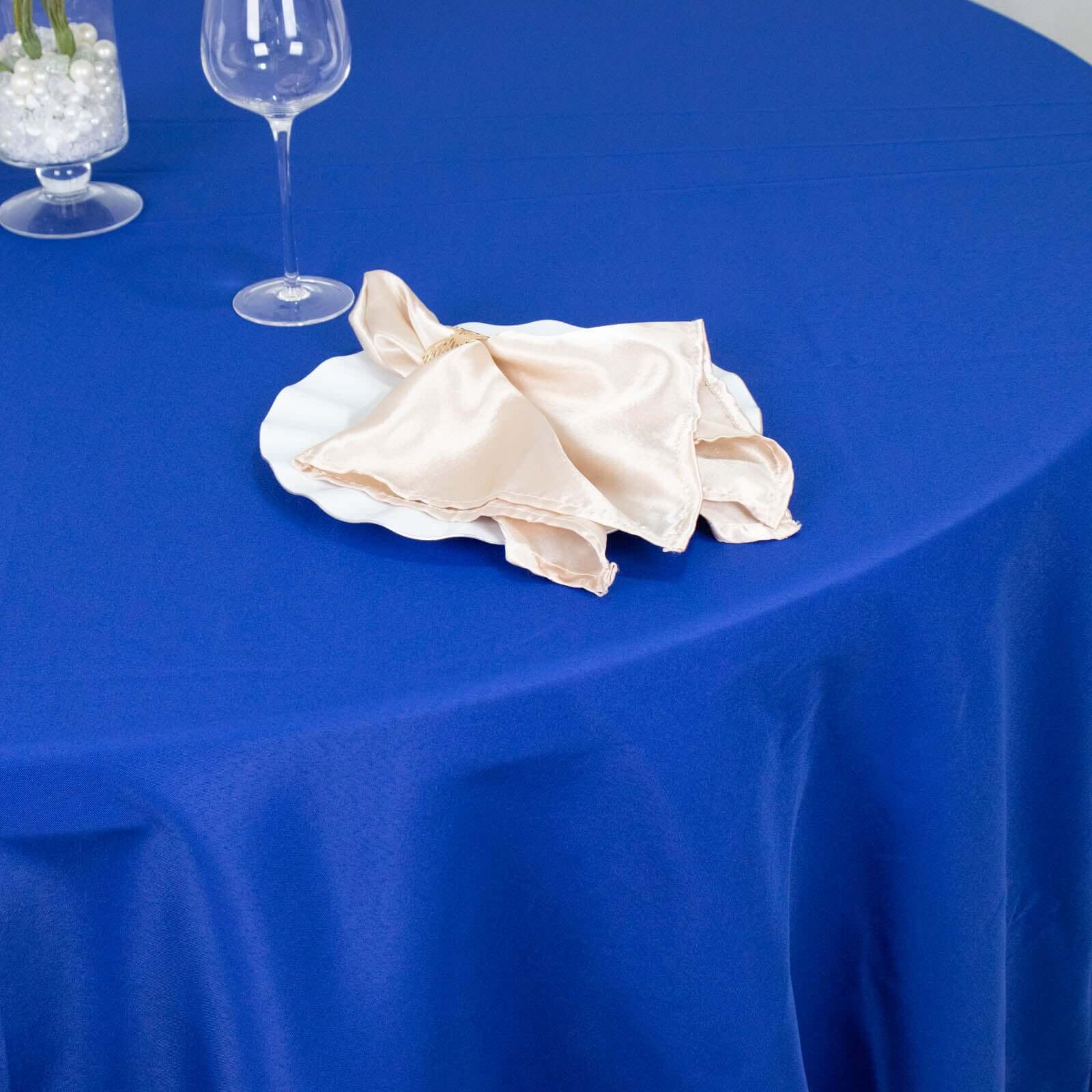 Premium Polyester 132" Round Tablecloth Royal Blue - Seamless 220GSM Wrinkle-Resistant Table Cover