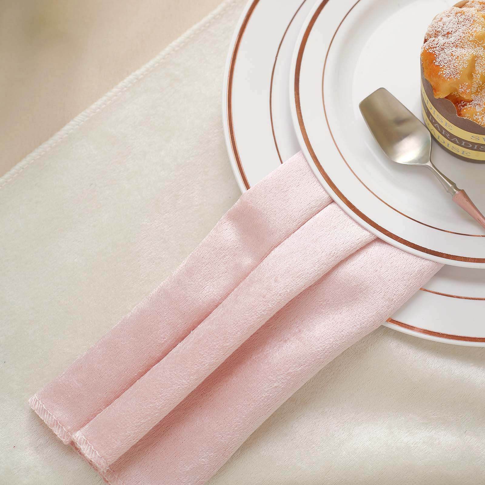 5 Pack Premium Velvet 20"x20" Napkins Blush - Soft Sheen Finish Cloth Napkins