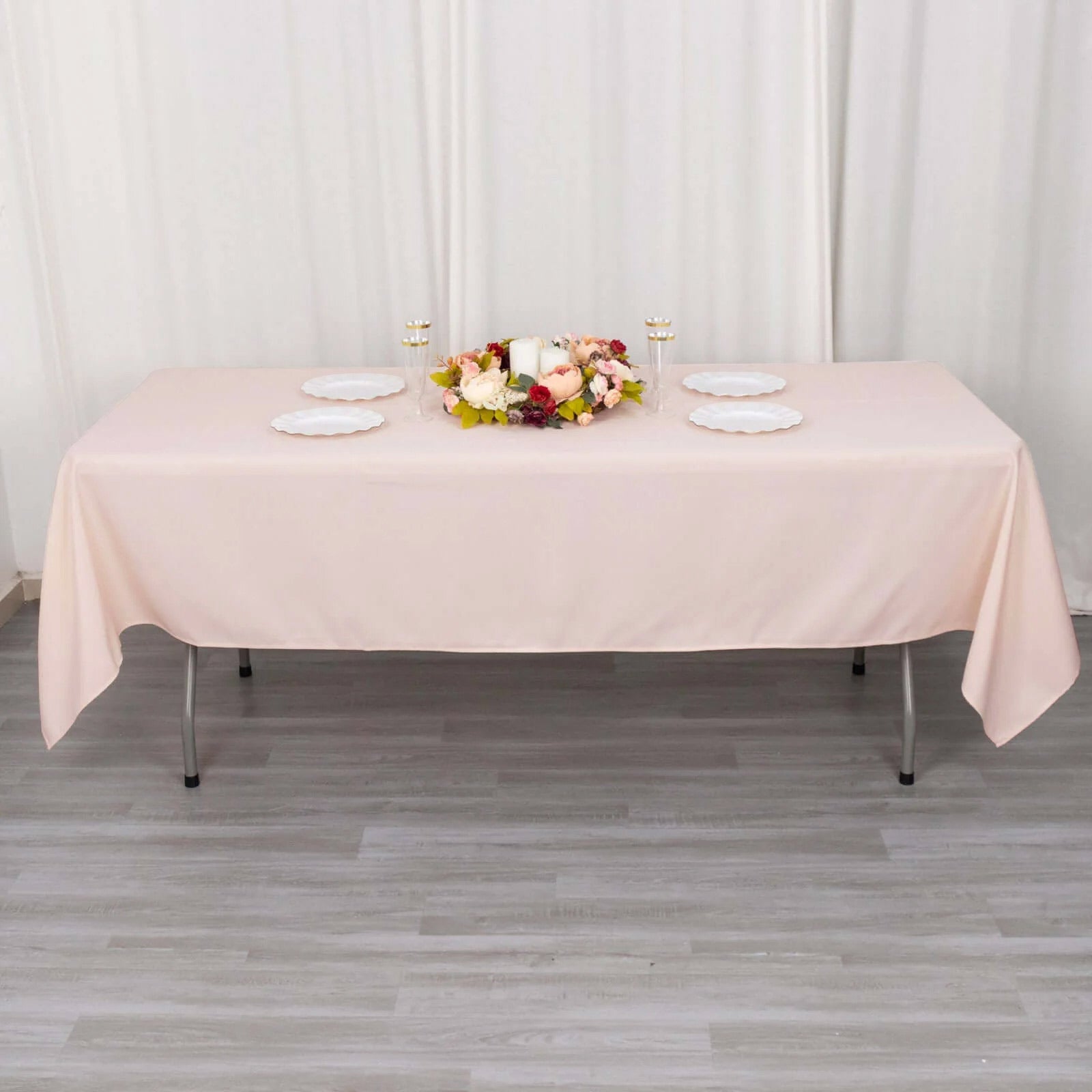 Premium Polyester 60"x102" Rectangle Tablecloth Blush - Durable 220GSM Wrinkle-Resistant Table Cover