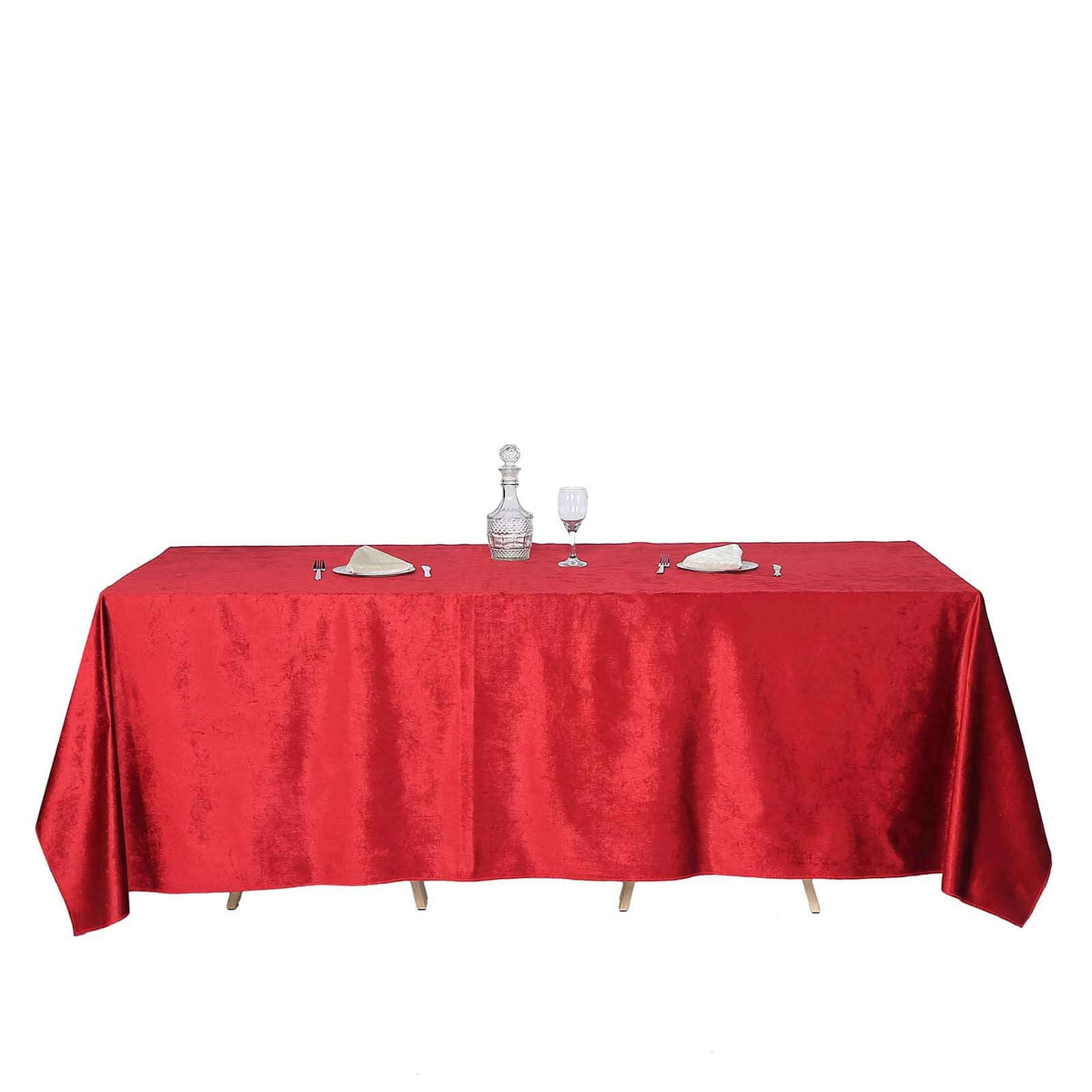 Premium Velvet 90"x132" Rectangle Tablecloth Burgundy - Reusable Soft & Seamless Table Cover
