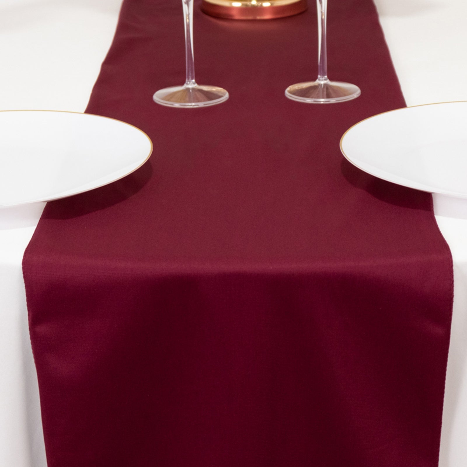 Scuba Polyester 12"x108" Table Runner Burgundy - Wrinkle-Free Table Linen